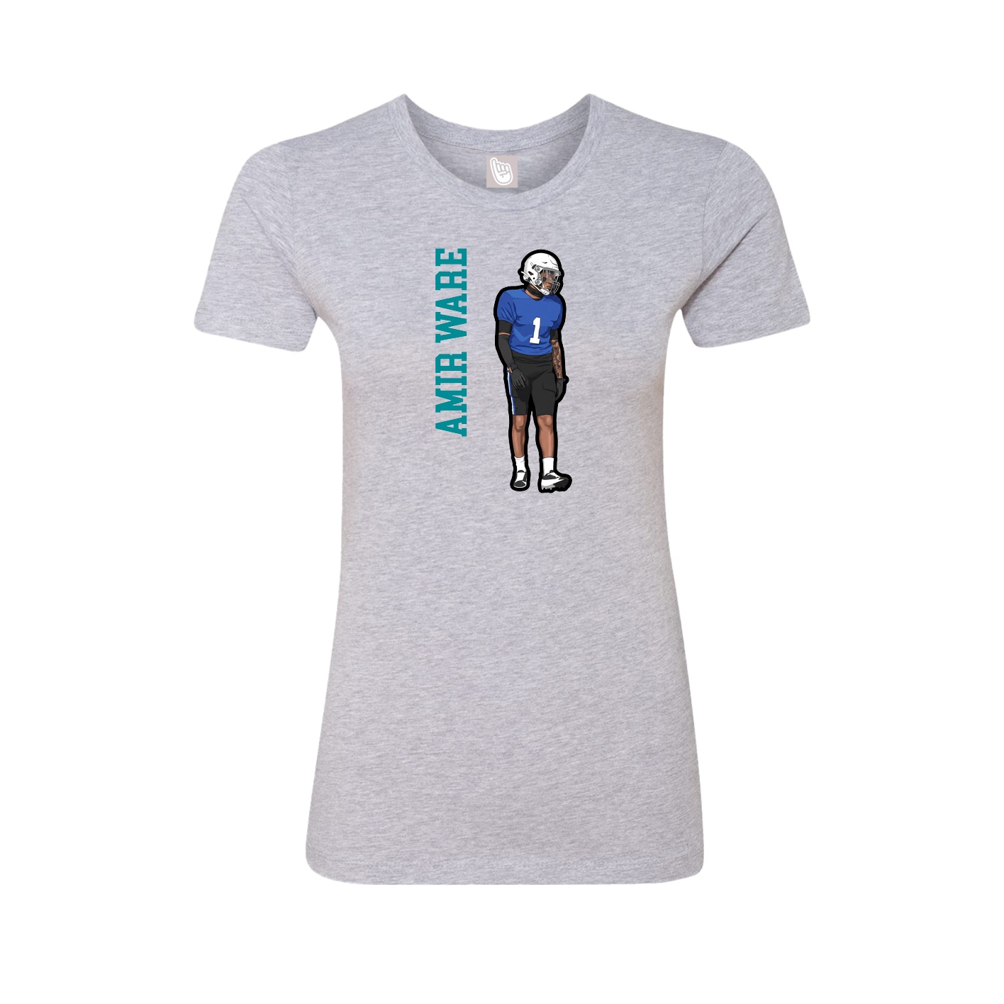 Fitted Women's Tee — Name Vertical in Grey