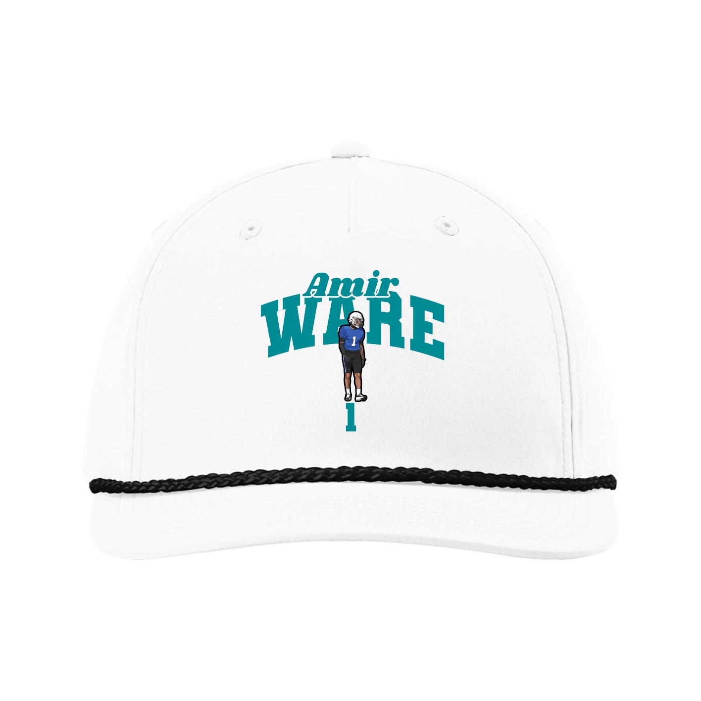 Five-Panel Classic Rope Cap — Signature Arch in White