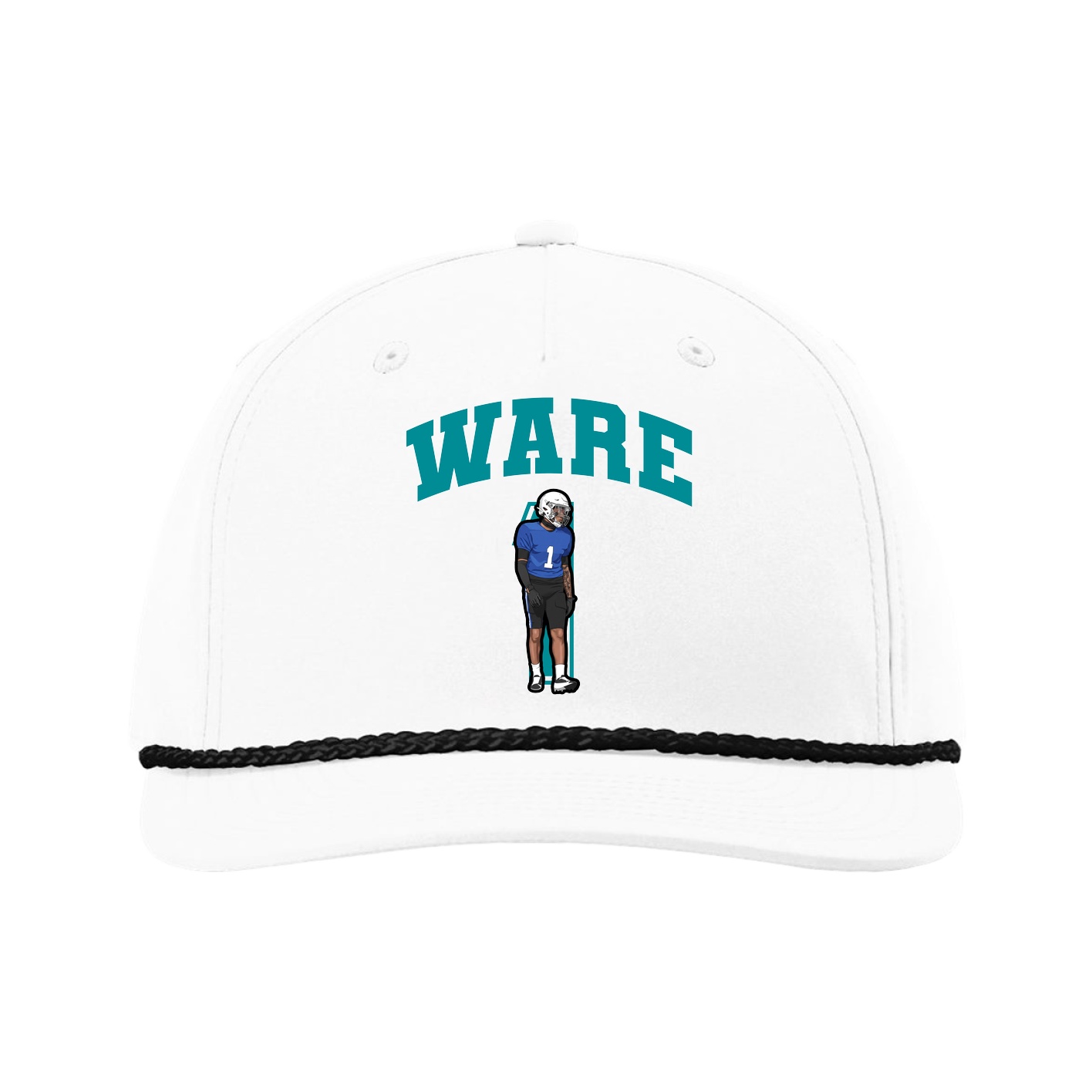 Five-Panel Classic Rope Cap — Number in White