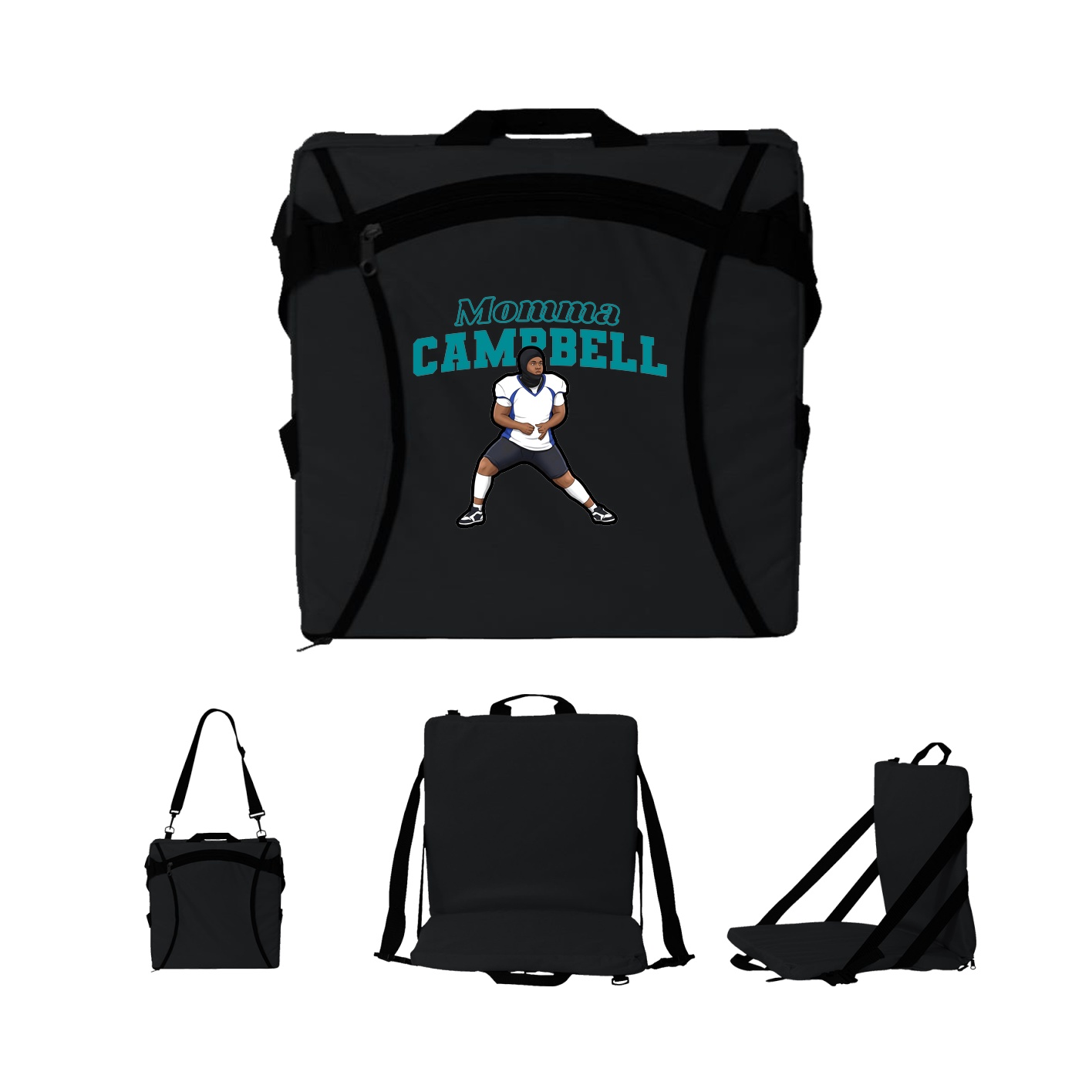 Folding Stadium Seat — Mothers Day Block in Black
