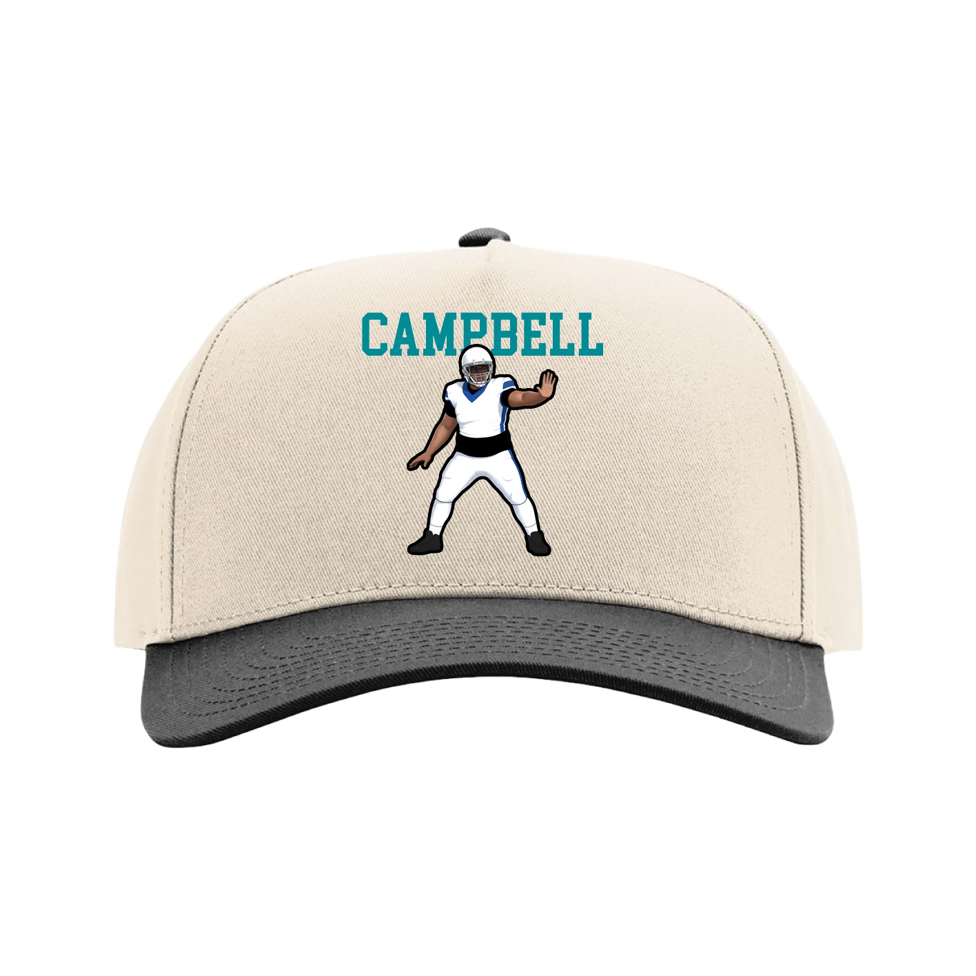 Full Fabric Five-Panel Champ Cap — Shirsey in Cream/Black