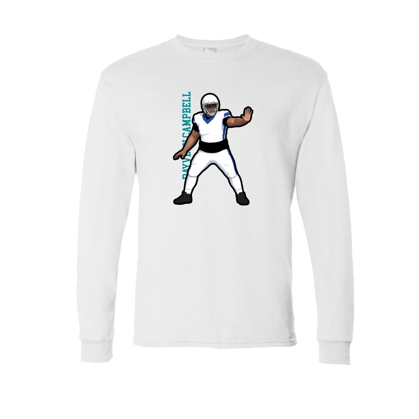 Long Sleeve Tee — Name Vertical in White