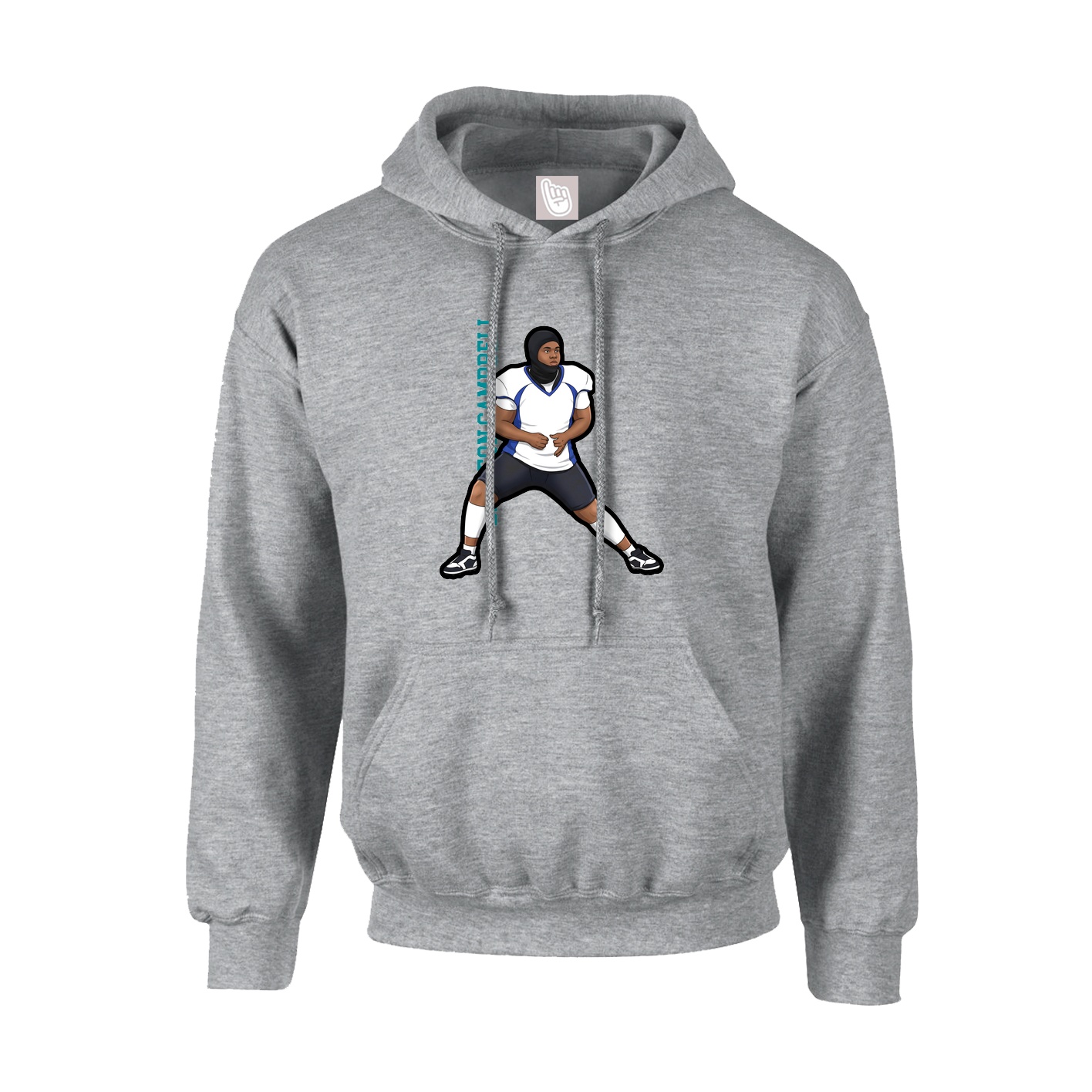 Youth Hoodie — Name Vertical in Grey