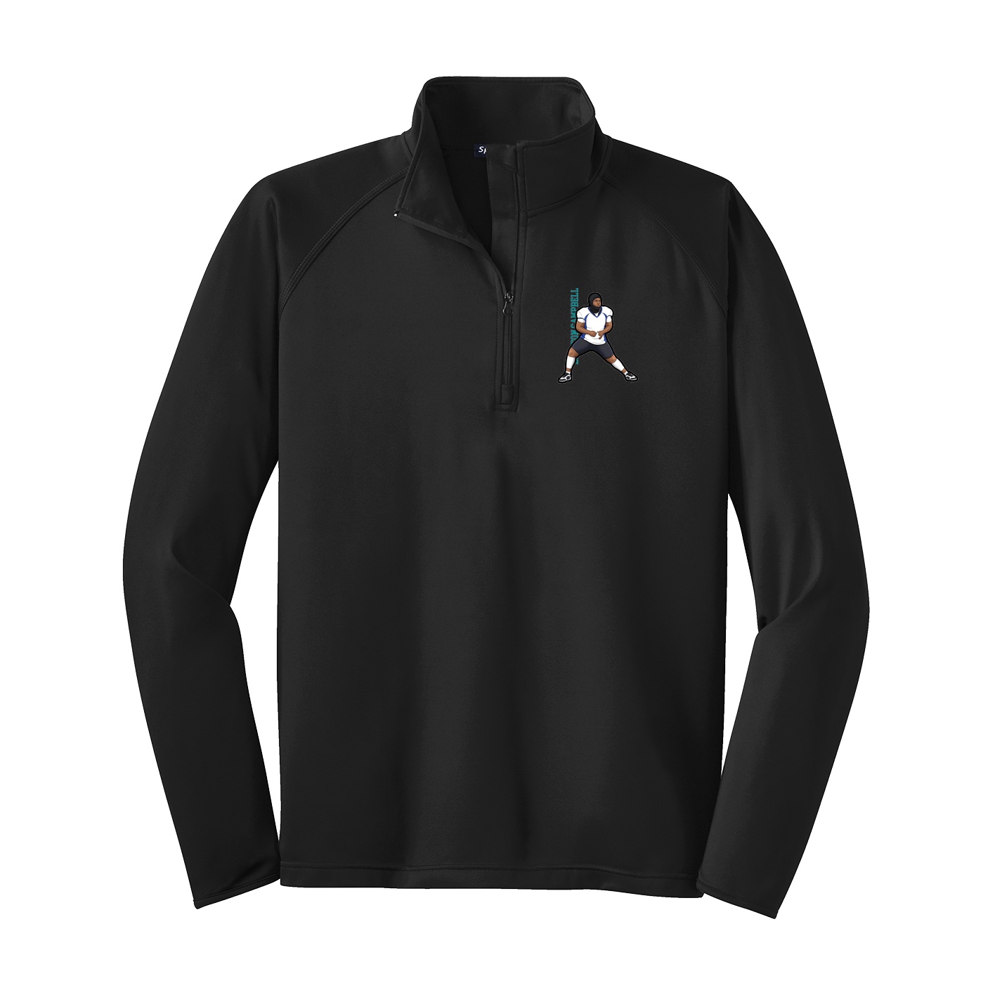 Q-Zip Pullover — Name Vertical in Black