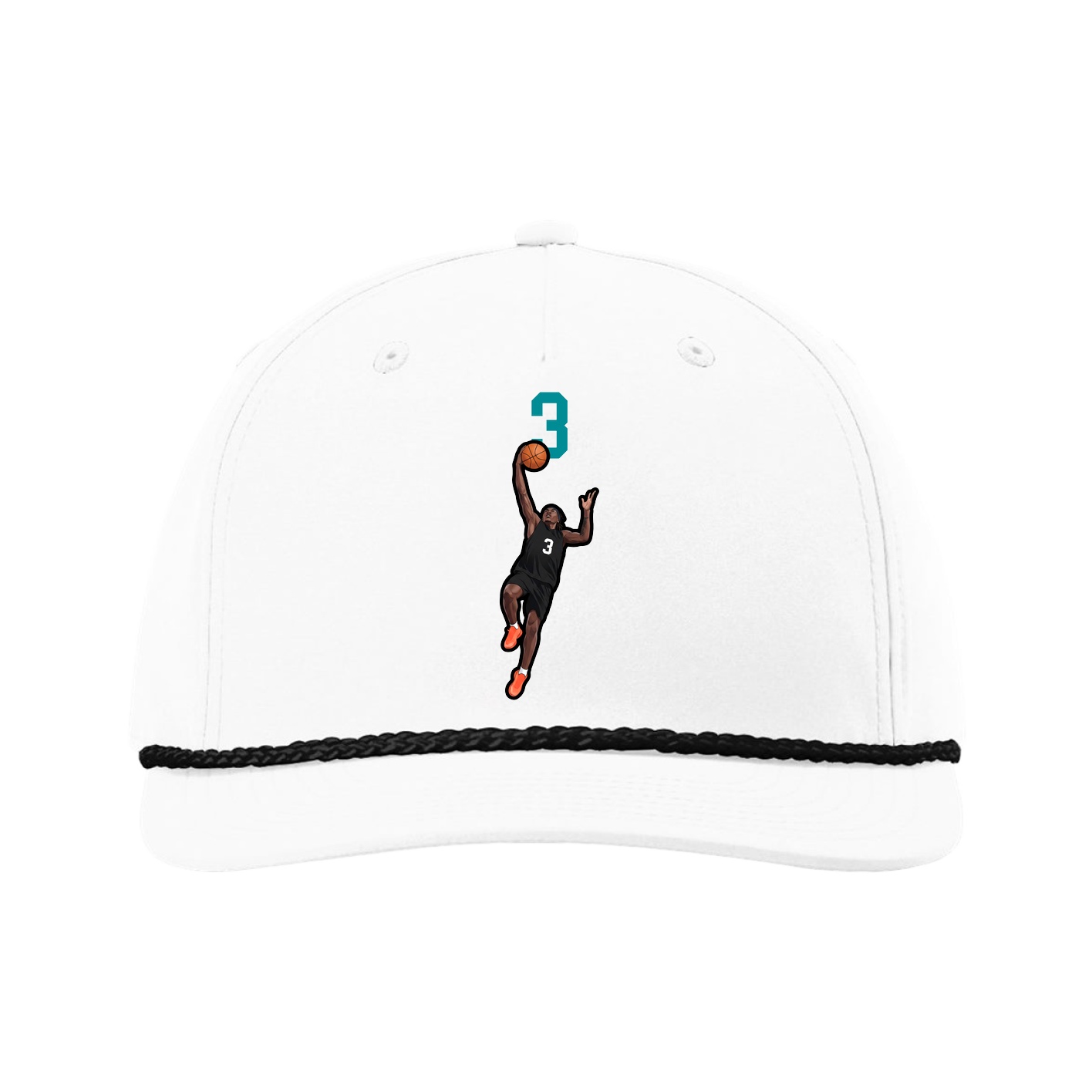 Five-Panel Classic Rope Cap — Number Top in White