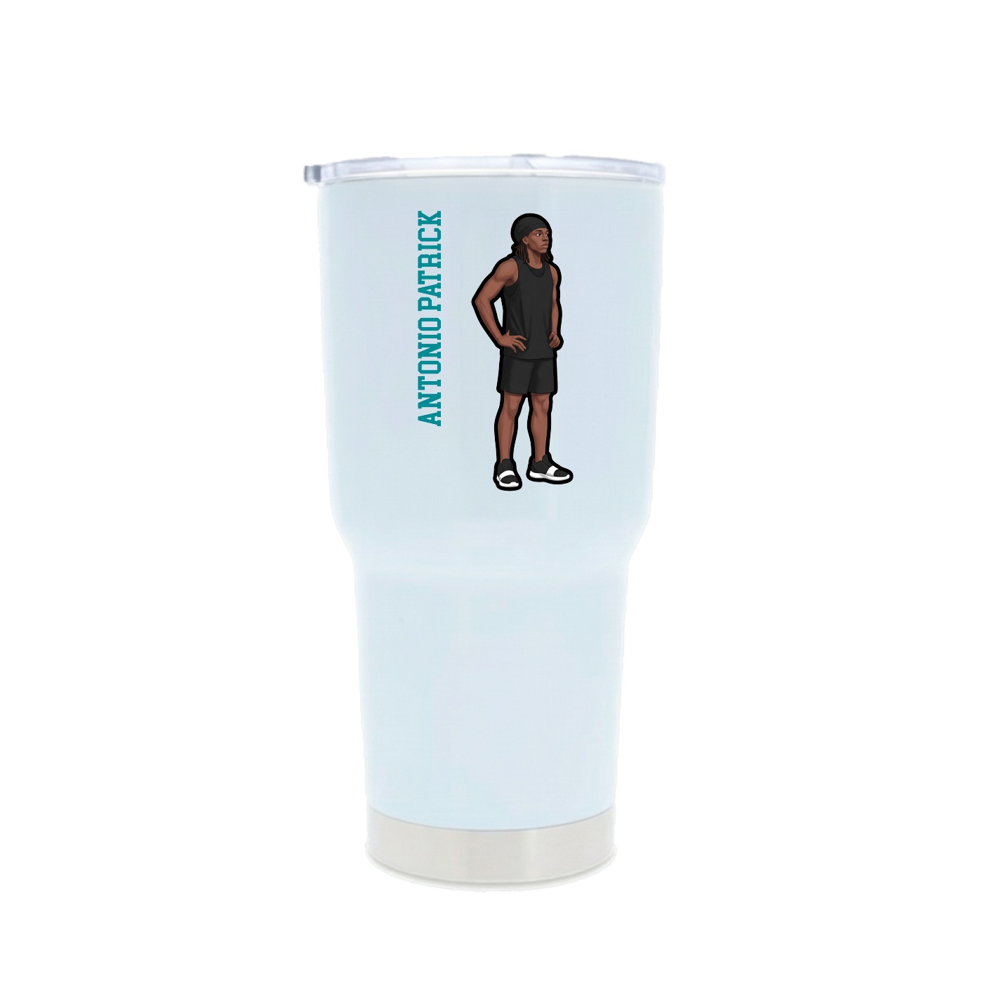 30oz Stainless Steel Tumbler — Name Vertical in White