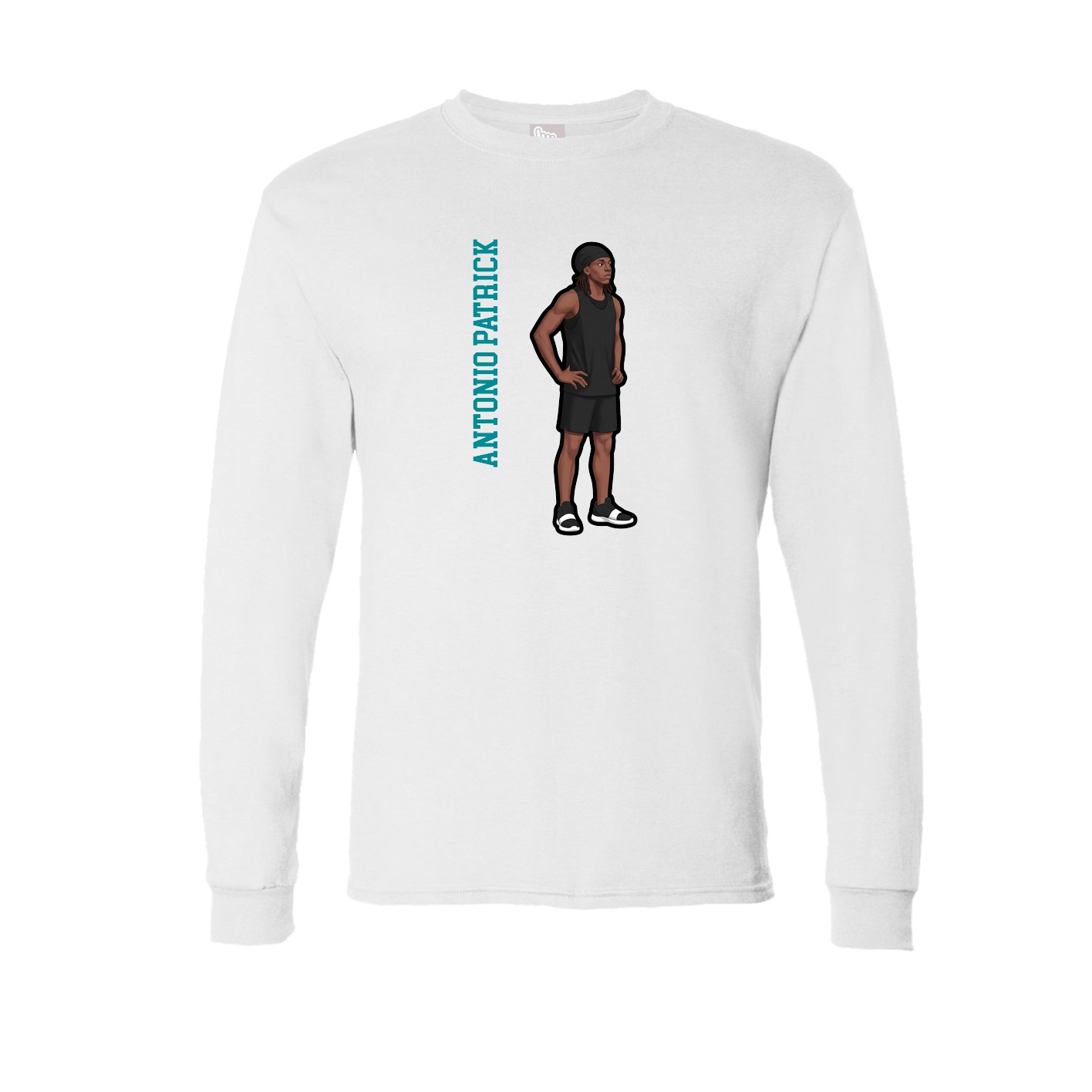 Long Sleeve Tee — Name Vertical in White