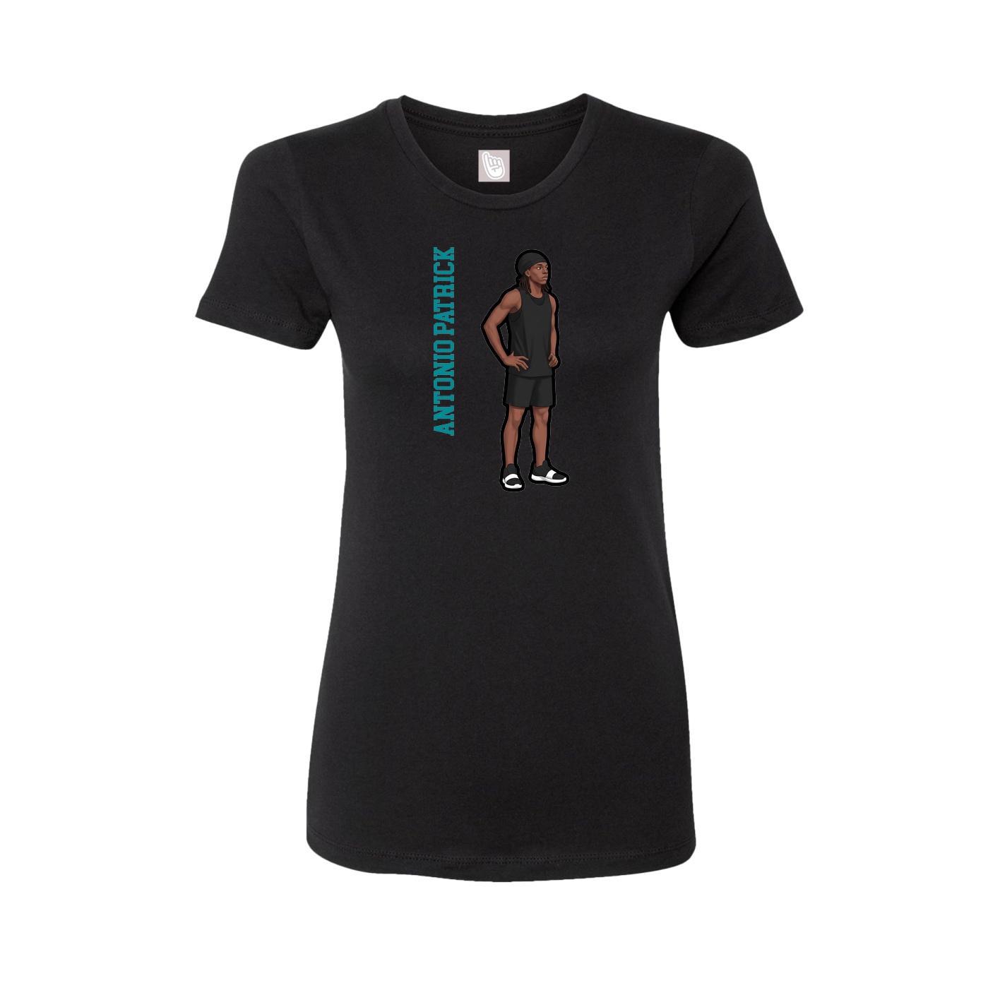 Womens Tee — Name Vertical in Black
