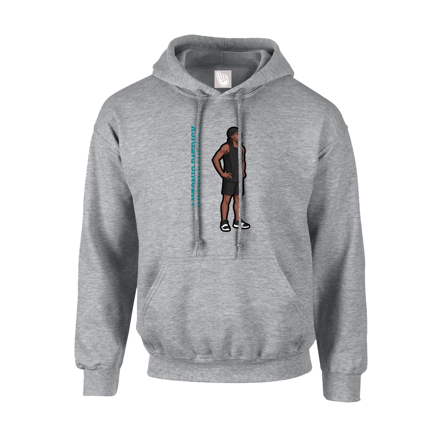 Youth Hoodie — Name Vertical in Grey
