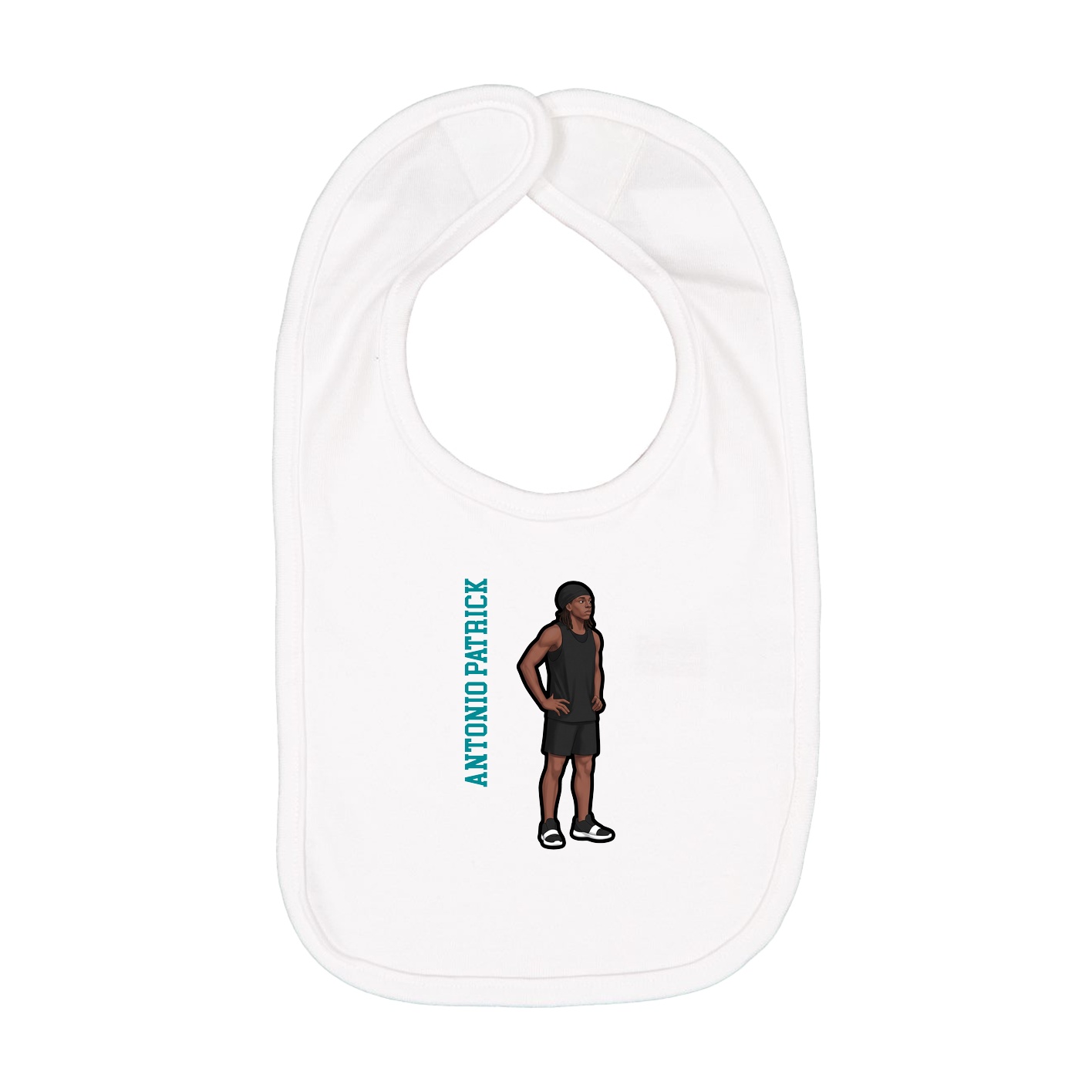 Infant Bib — Name Vertical in White
