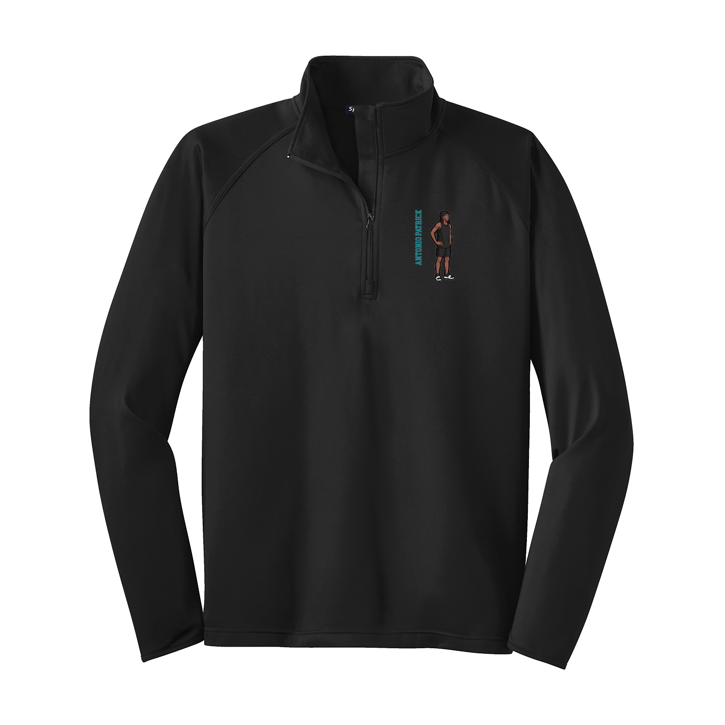 Q-Zip Pullover — Name Vertical in Black
