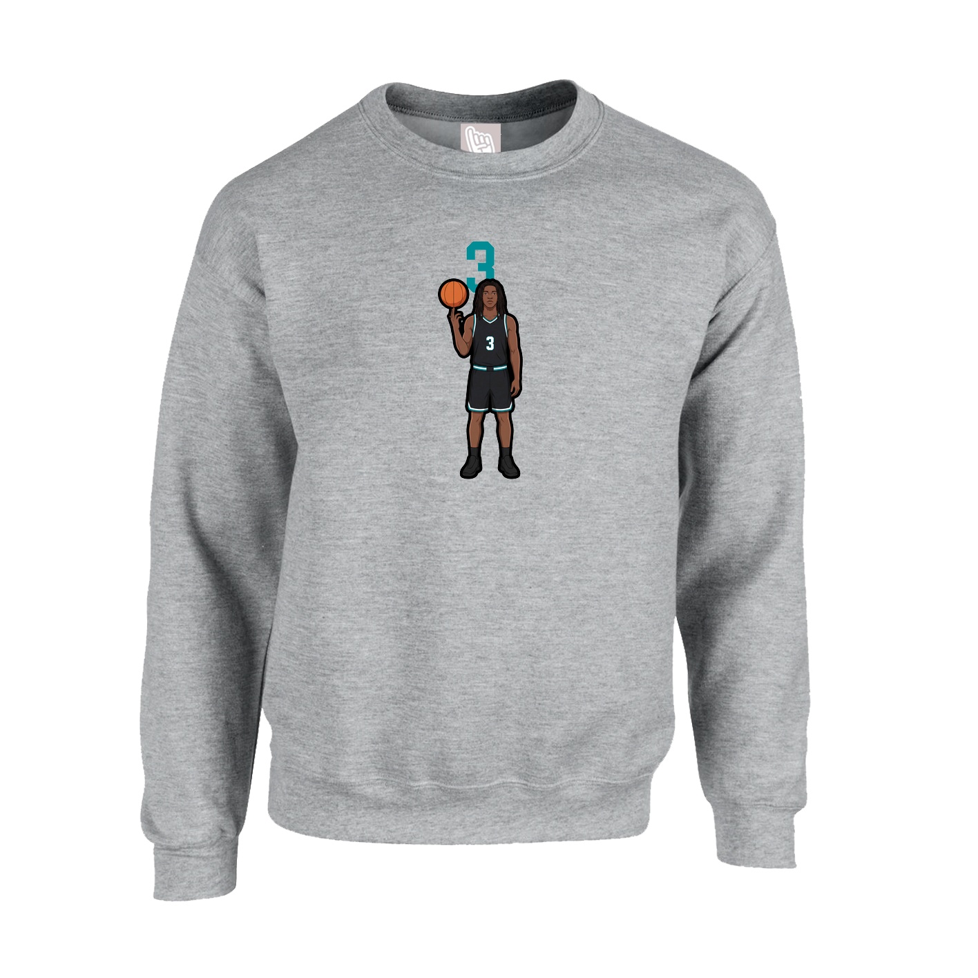 Fleece Crew — Number Top in Grey