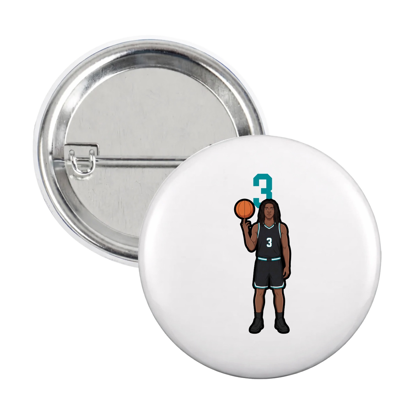 Game Day Button — Number Top in White