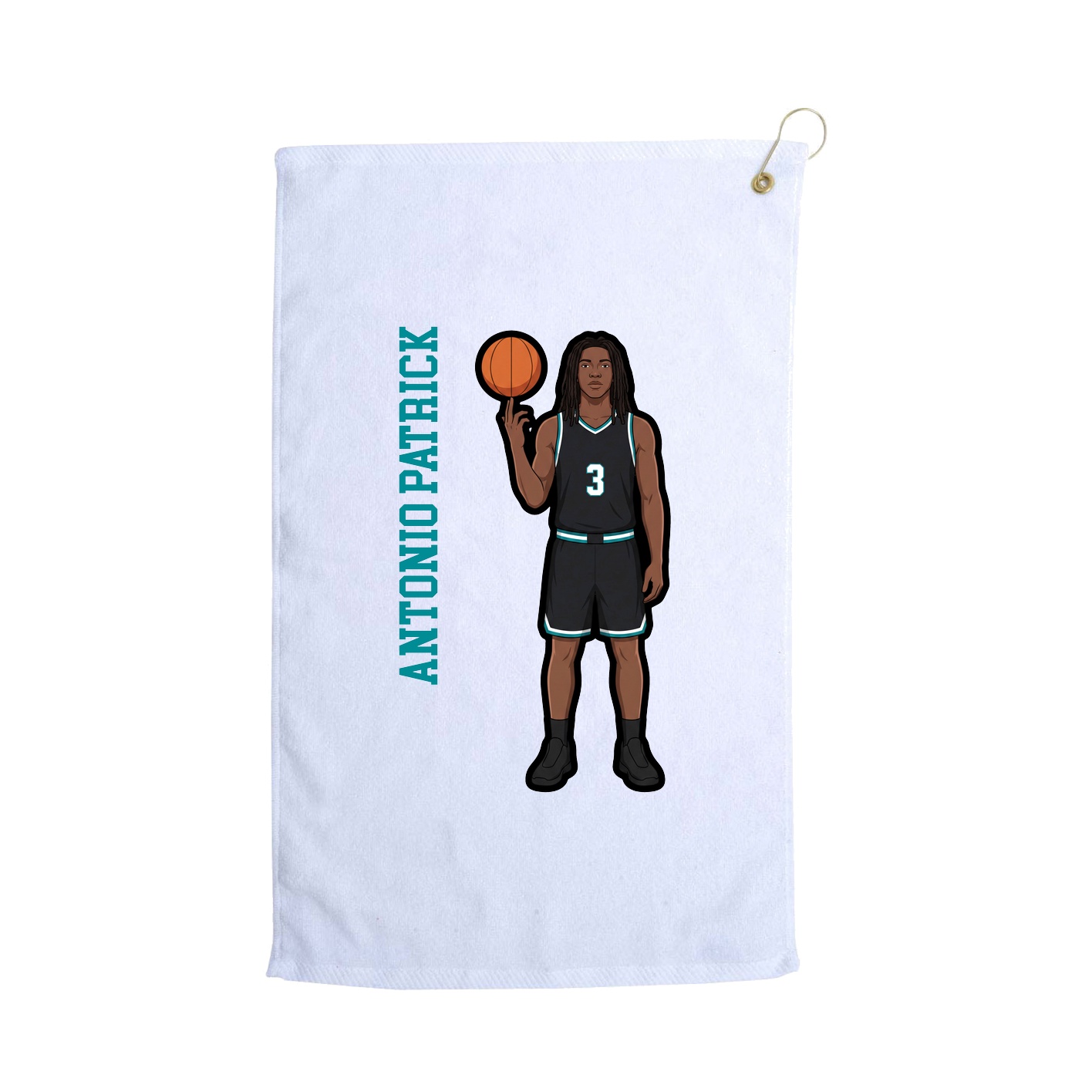 Golf Towel — Name Vertical in White