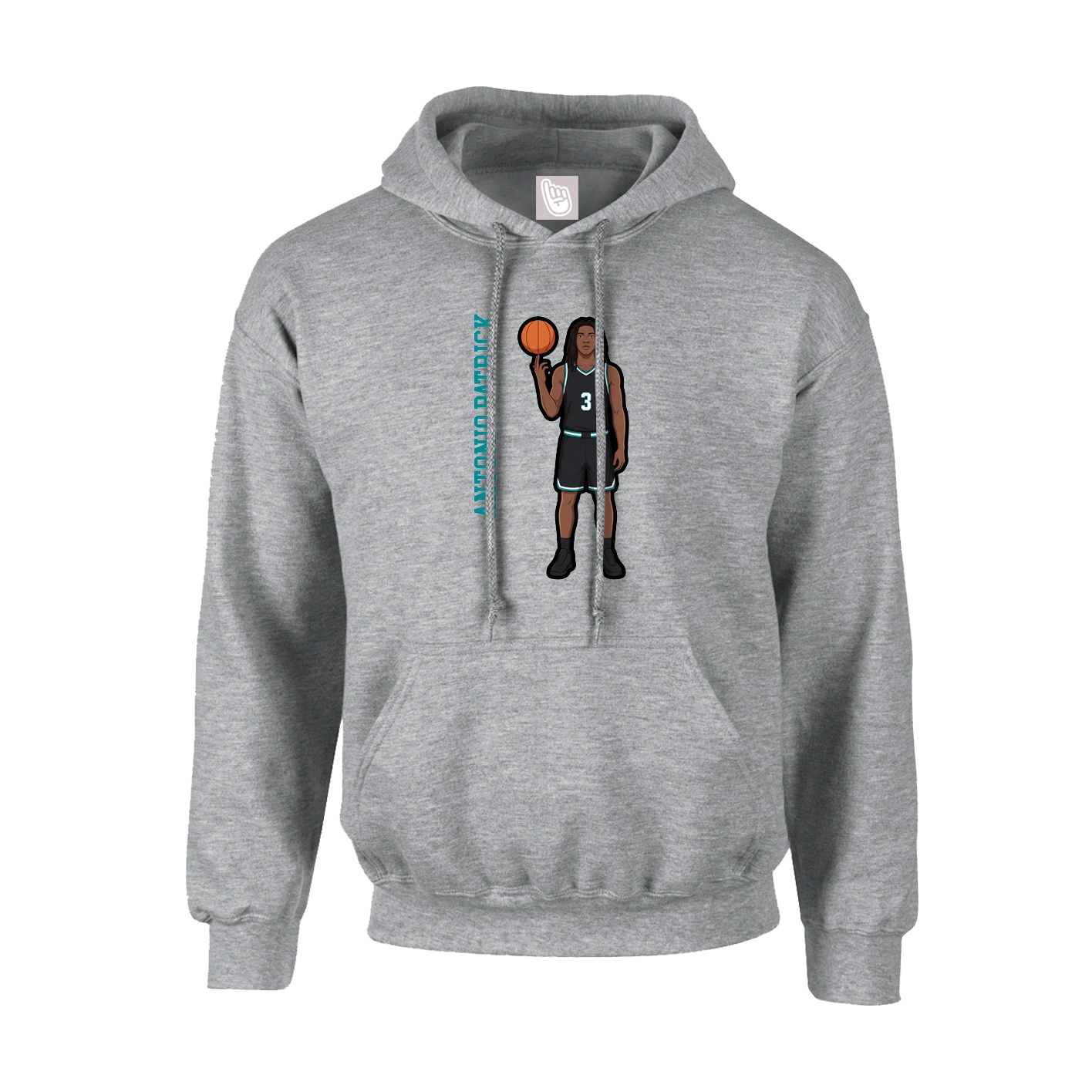 Youth Hoodie — Name Vertical in Grey