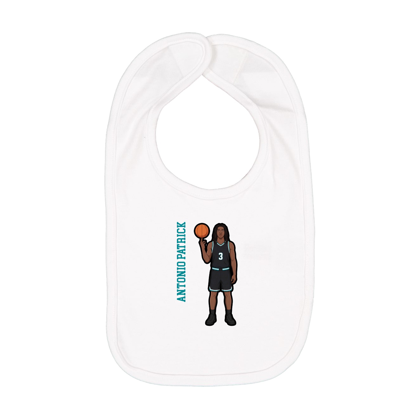Infant Bib — Name Vertical in White
