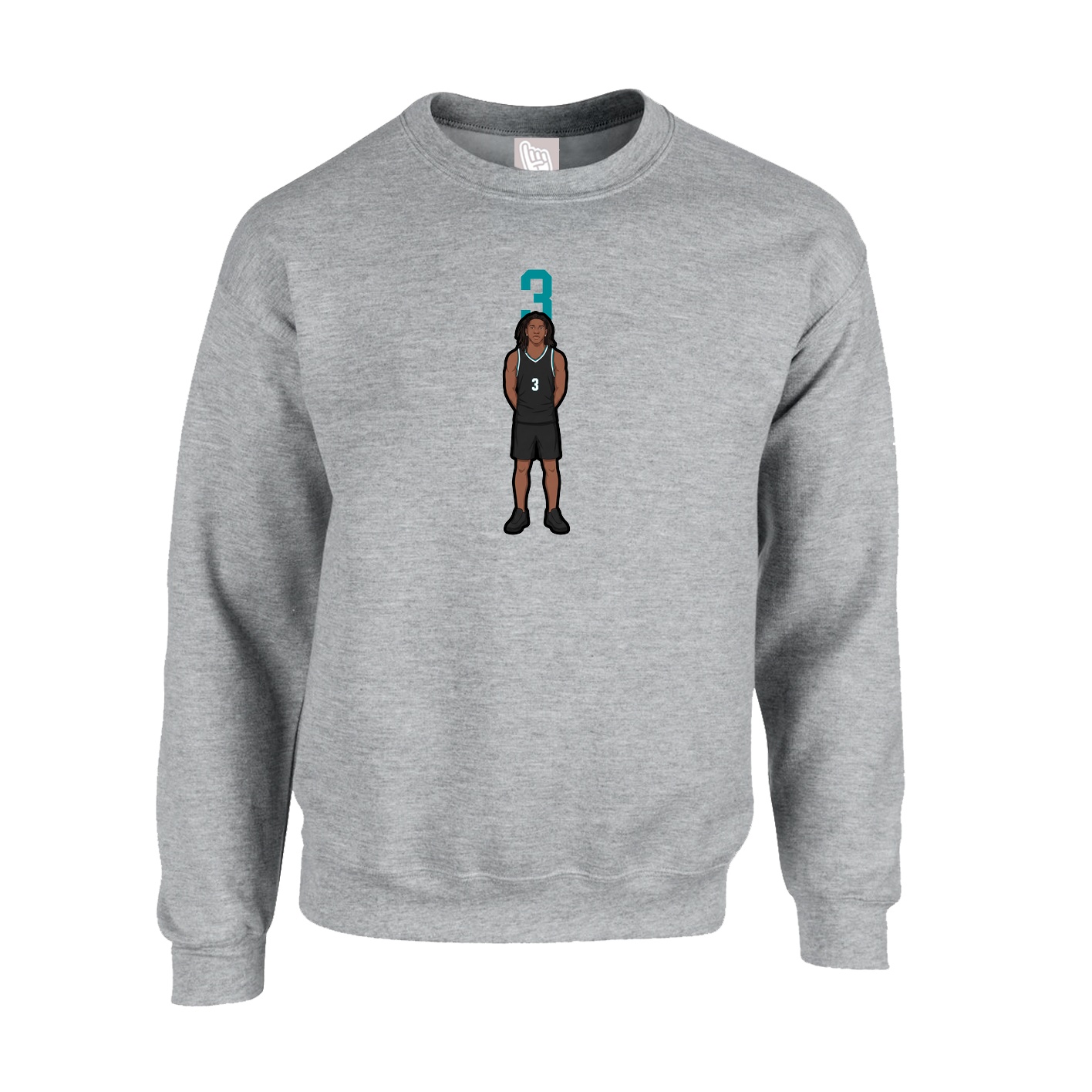 Fleece Crew — Number Top in Grey