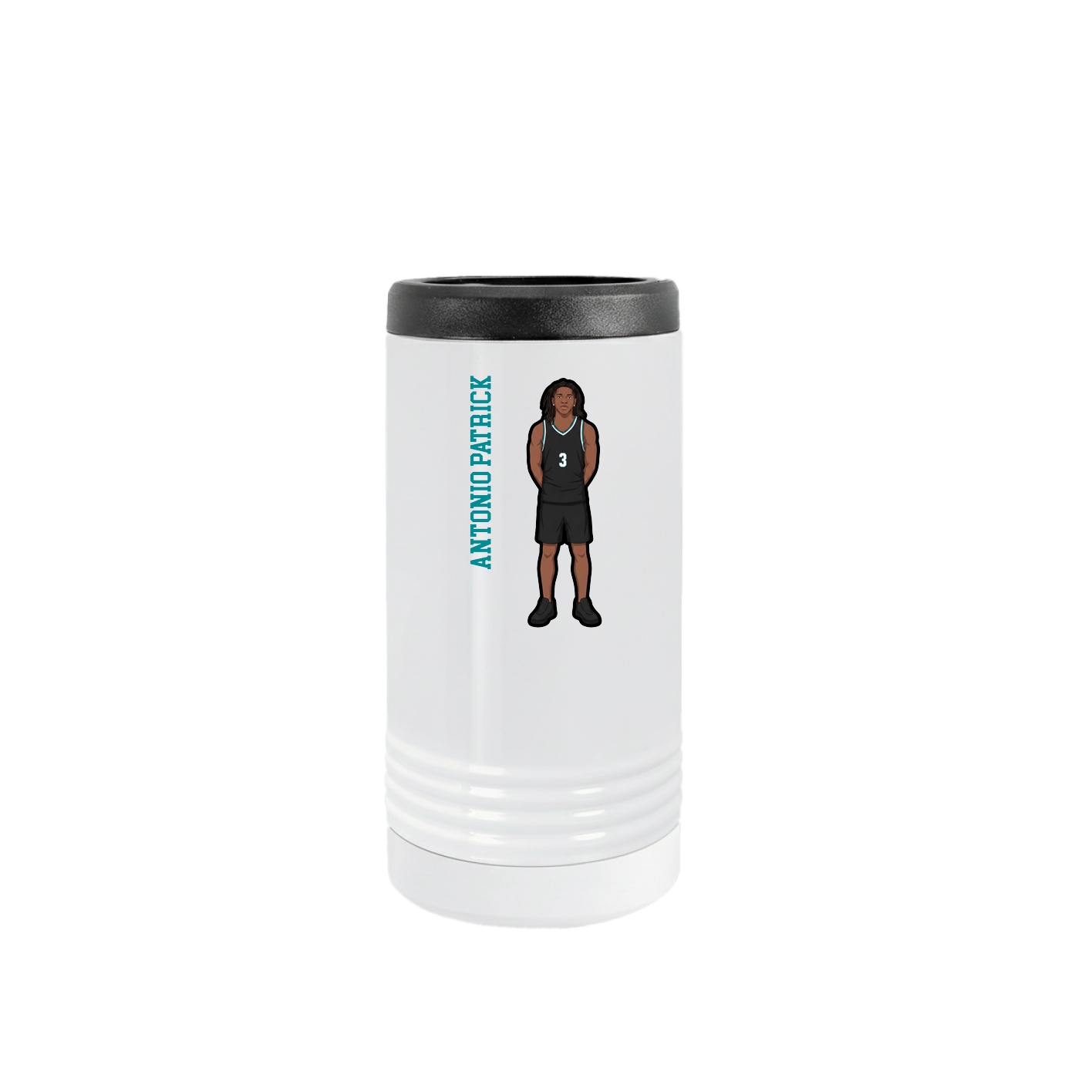 Slim Beverage Holder — Name Vertical in White