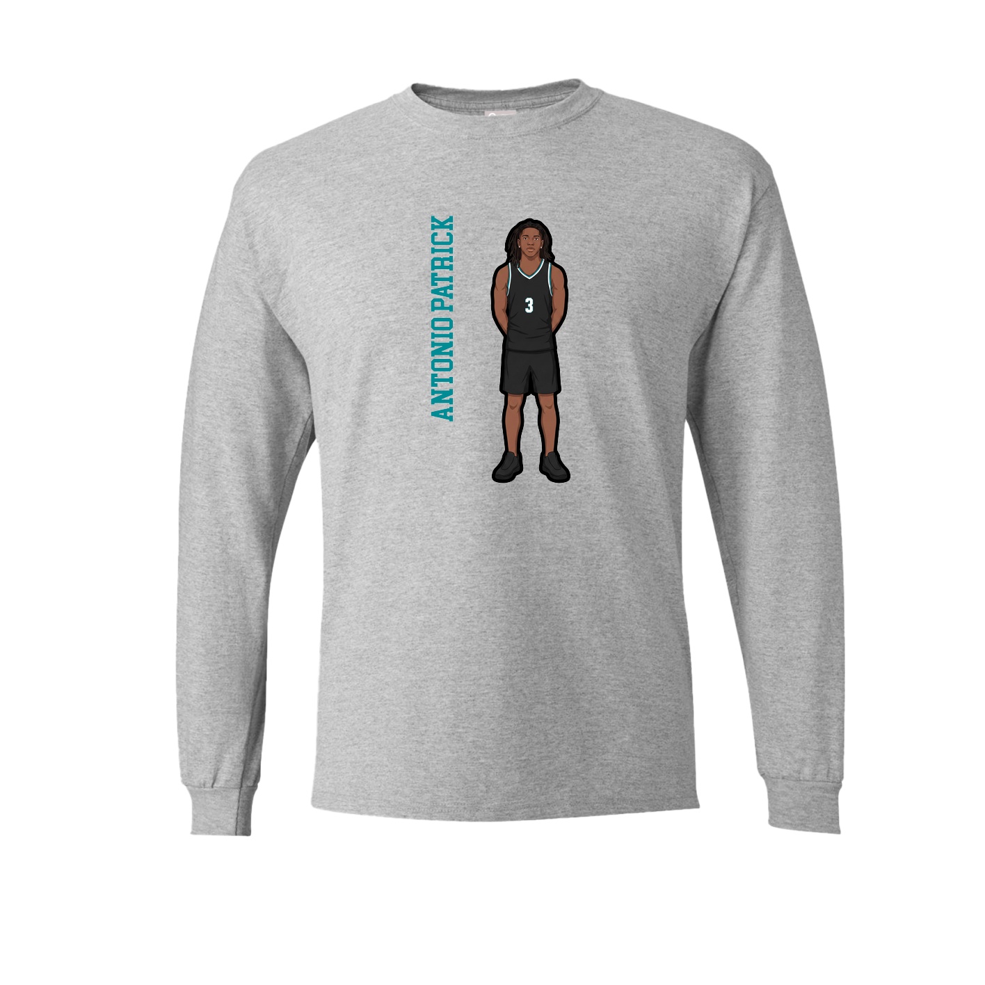 Long Sleeve Tee — Name Vertical in Grey