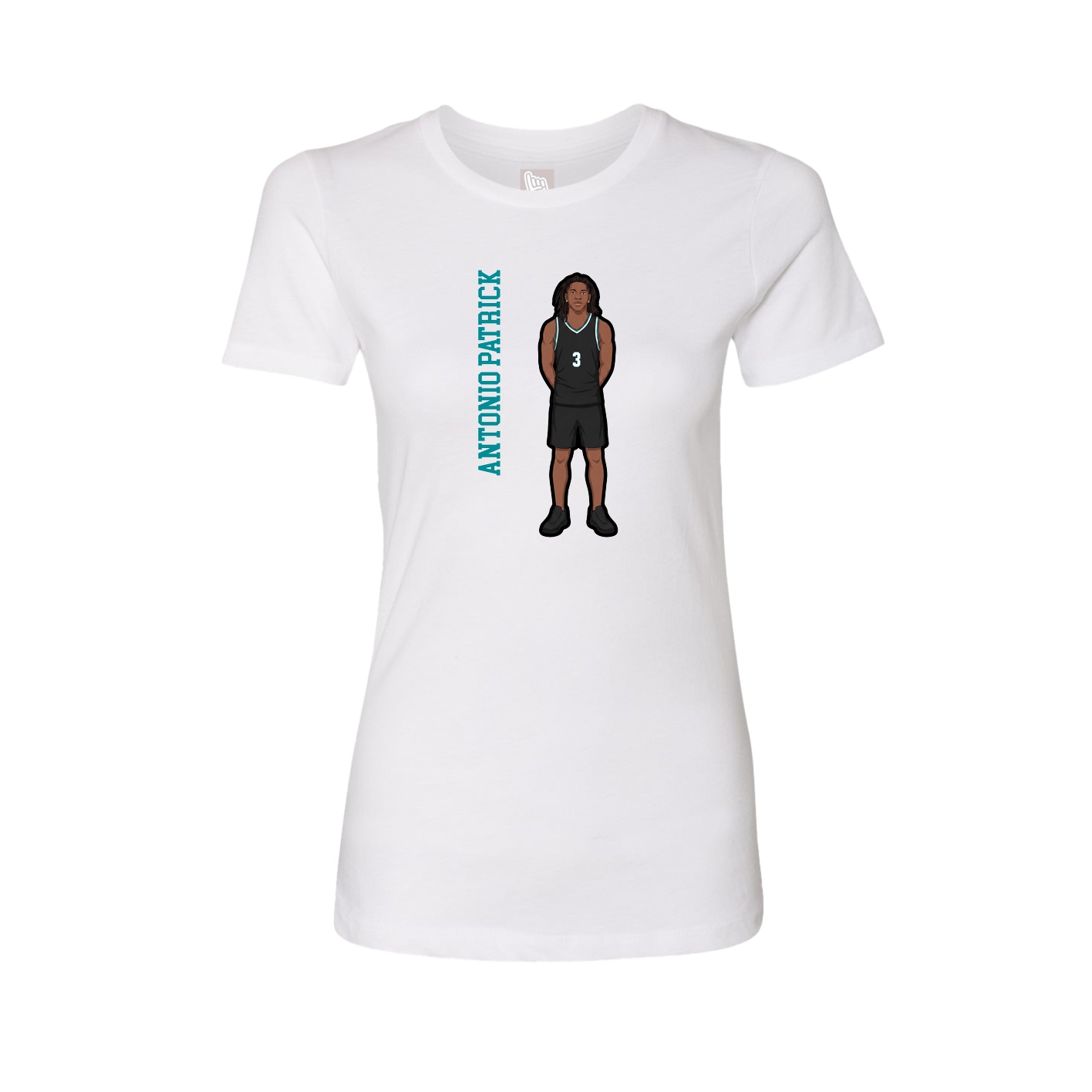 Womens Tee — Name Vertical in White