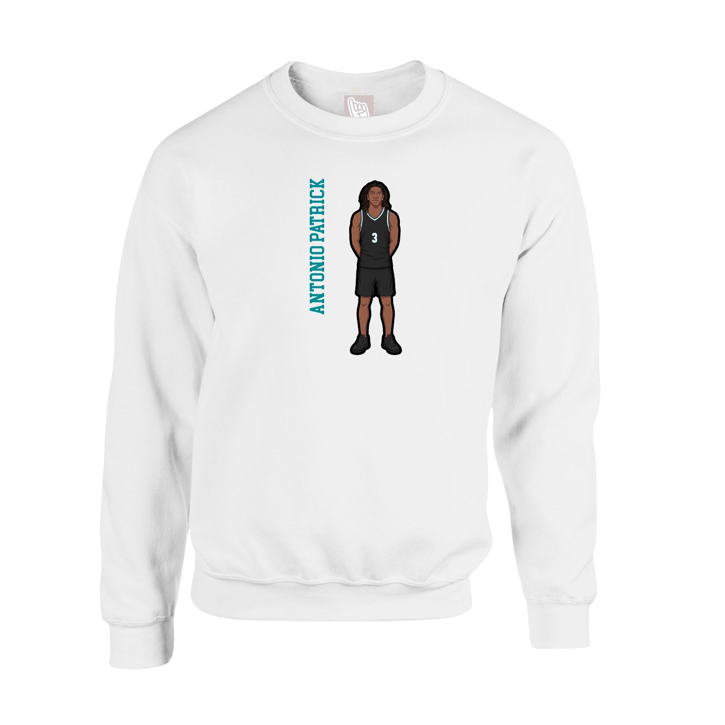 Fleece Crew — Name Vertical in White