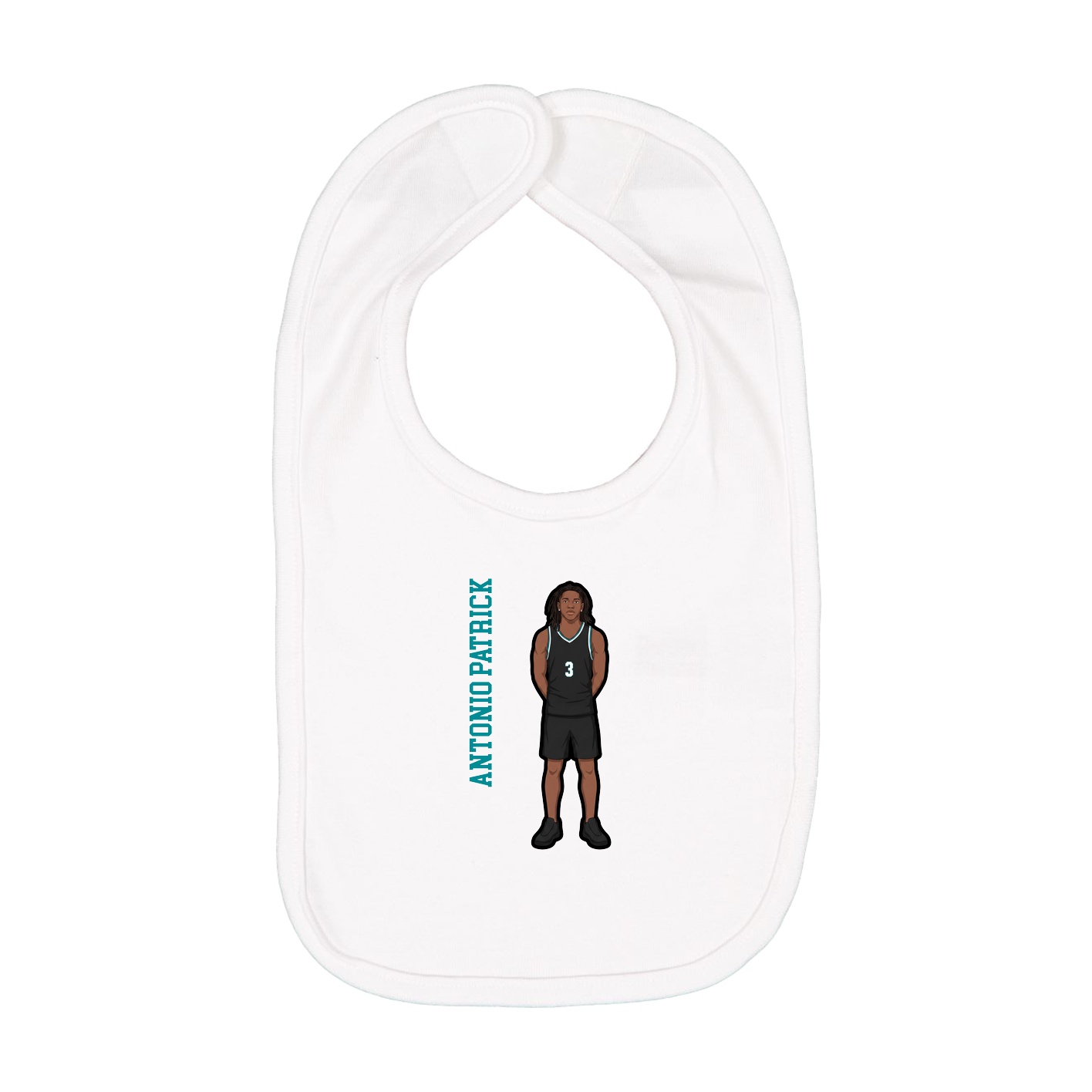 Infant Bib — Name Vertical in White