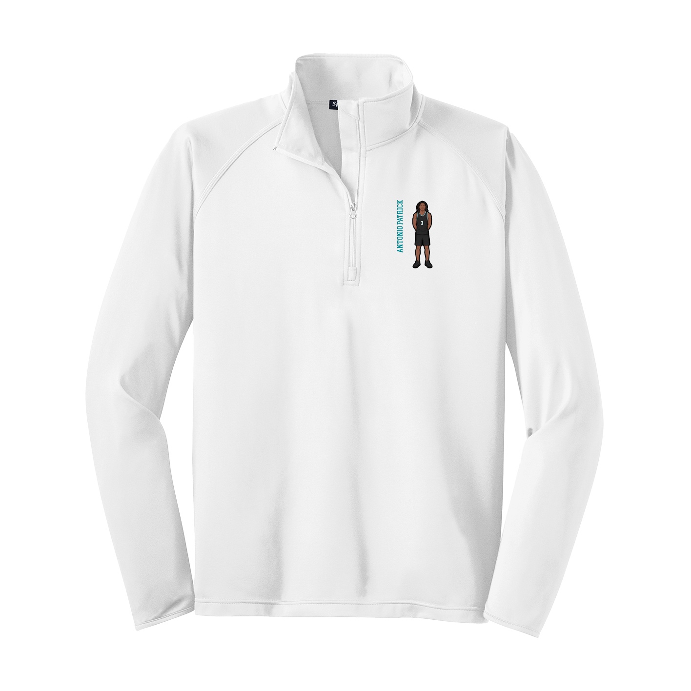Q-Zip Pullover — Name Vertical in White