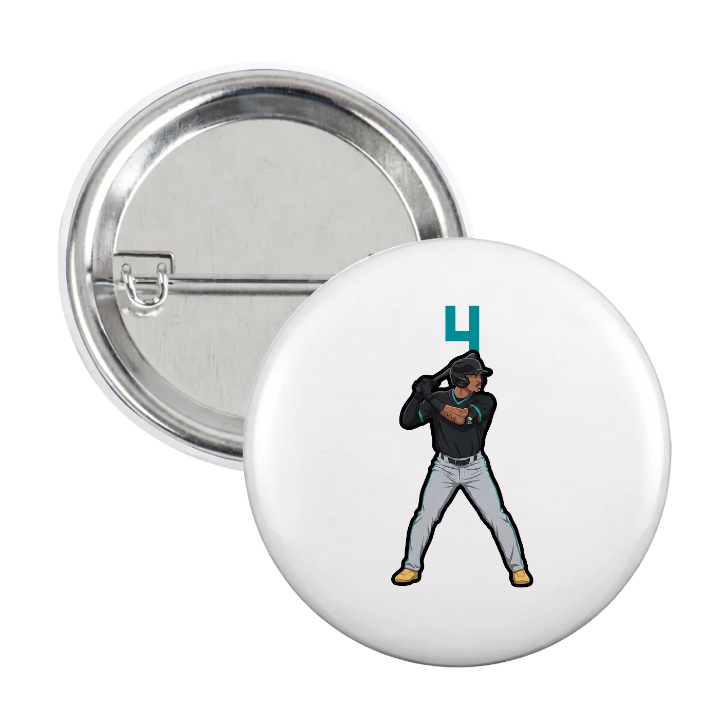 Game Day Button — Number Top in White