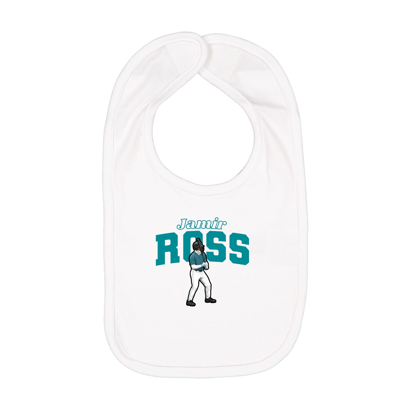 Infant Bib — Name Arch in White