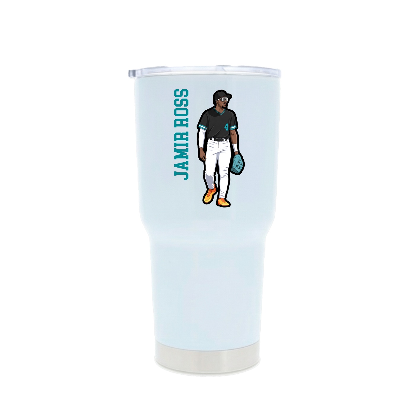 30oz Stainless Steel Tumbler — Name Vertical in White