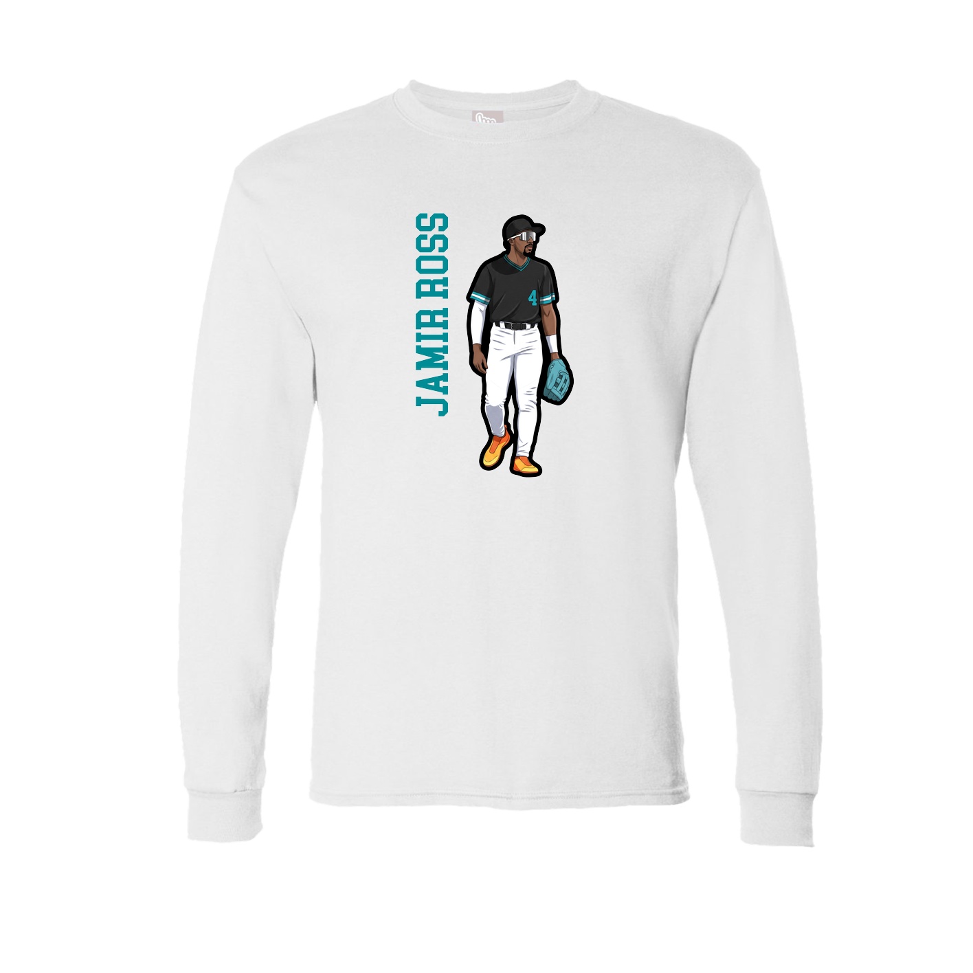 Long Sleeve Tee — Name Vertical in White