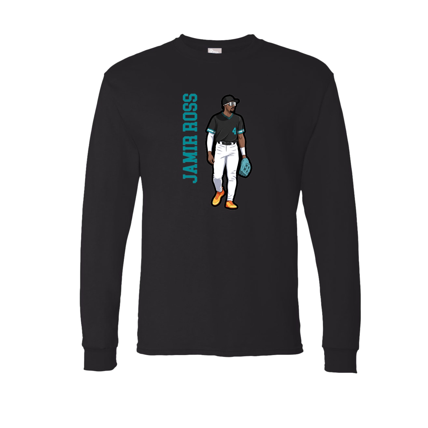 Long Sleeve Tee — Name Vertical in Black