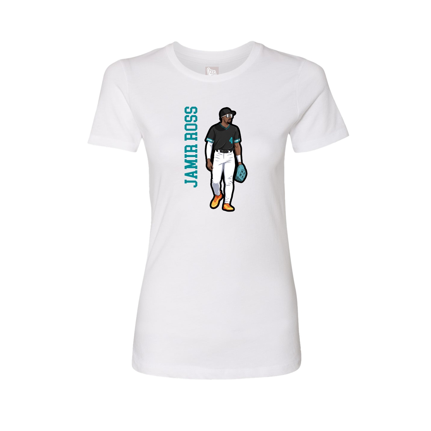 Womens Tee — Name Vertical in White