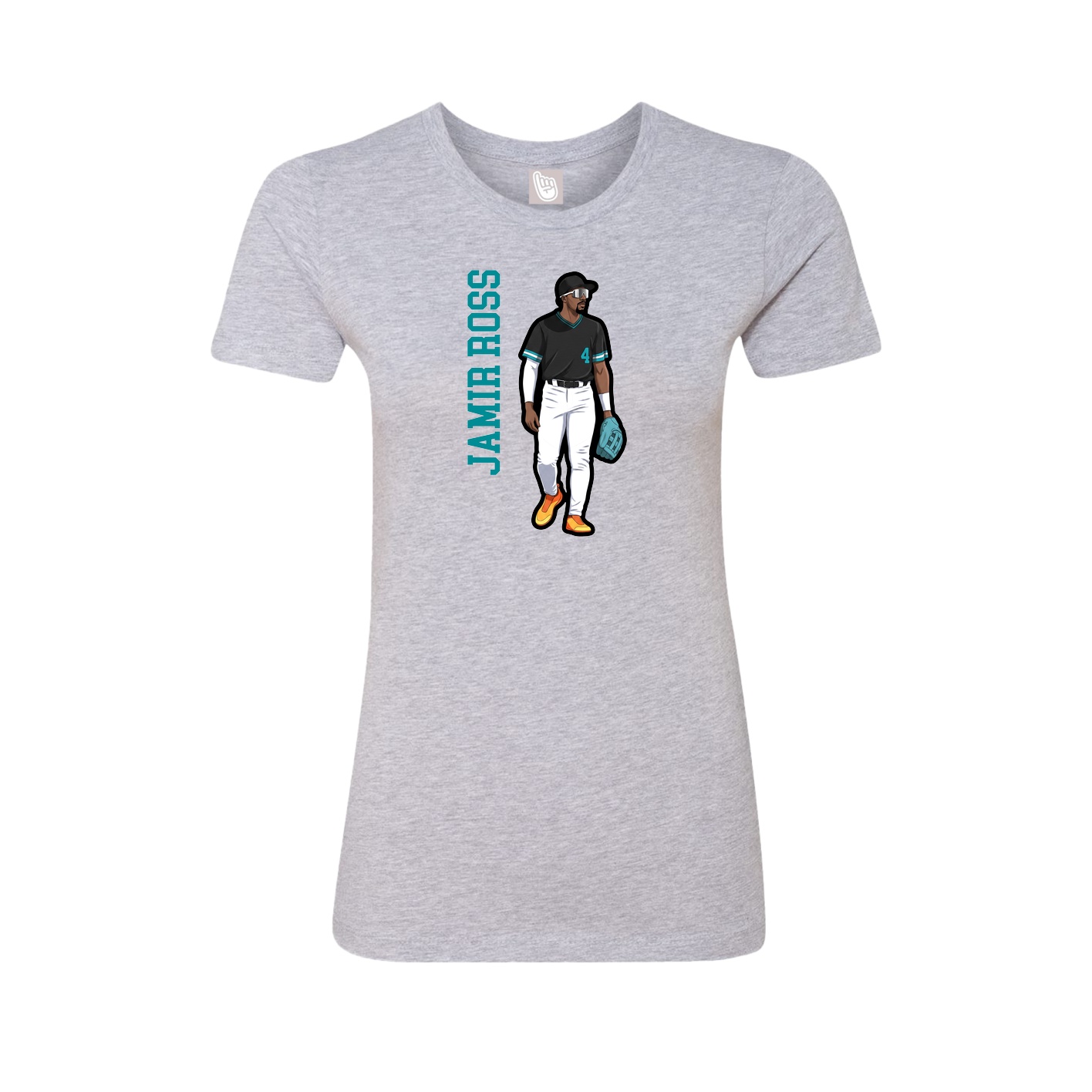 Fitted Women's Tee — Name Vertical in Grey