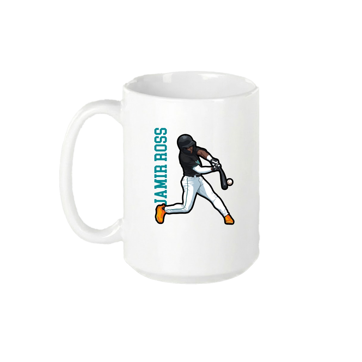 15oz Coffee Mug — Name Vertical in White