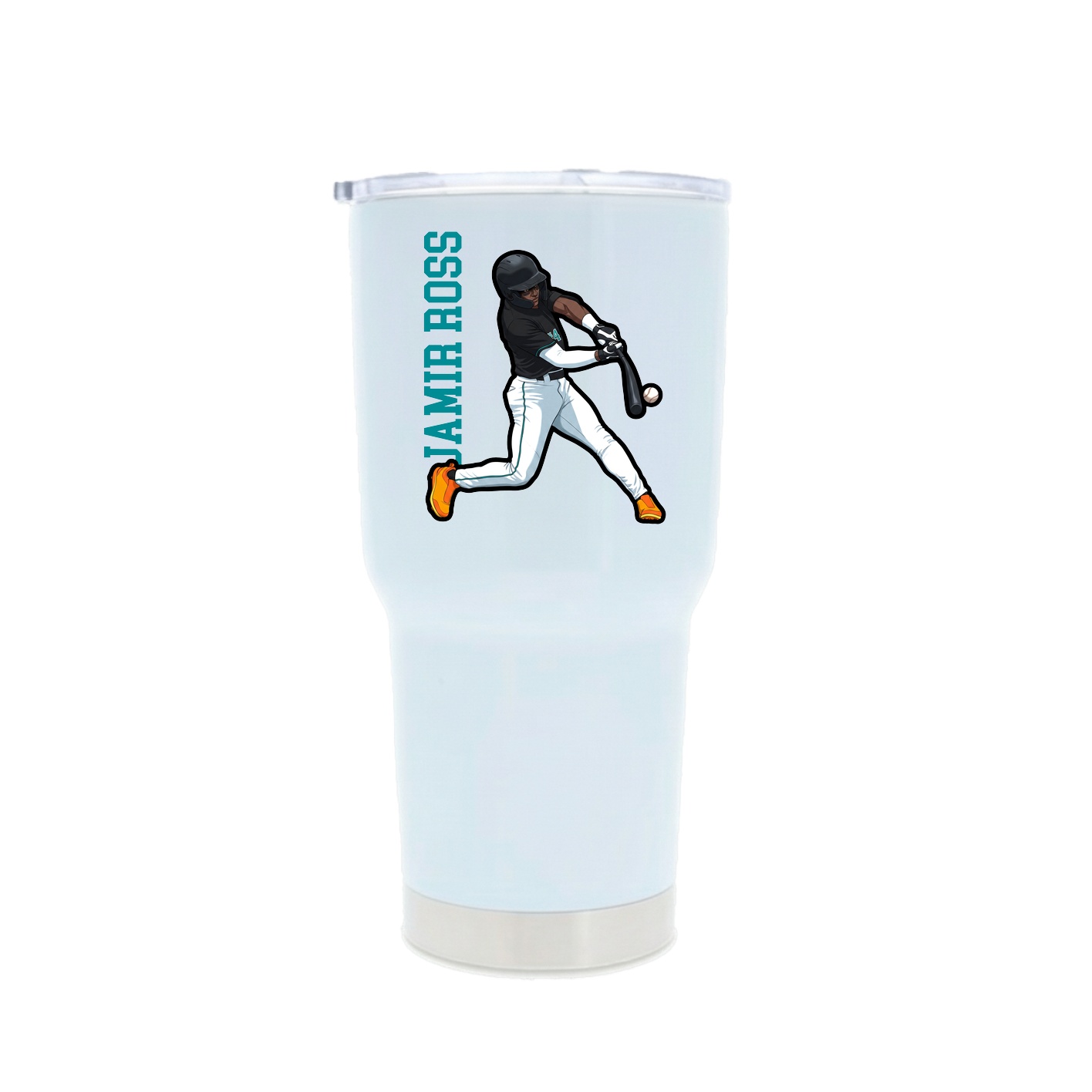 30oz Stainless Steel Tumbler — Name Vertical in White