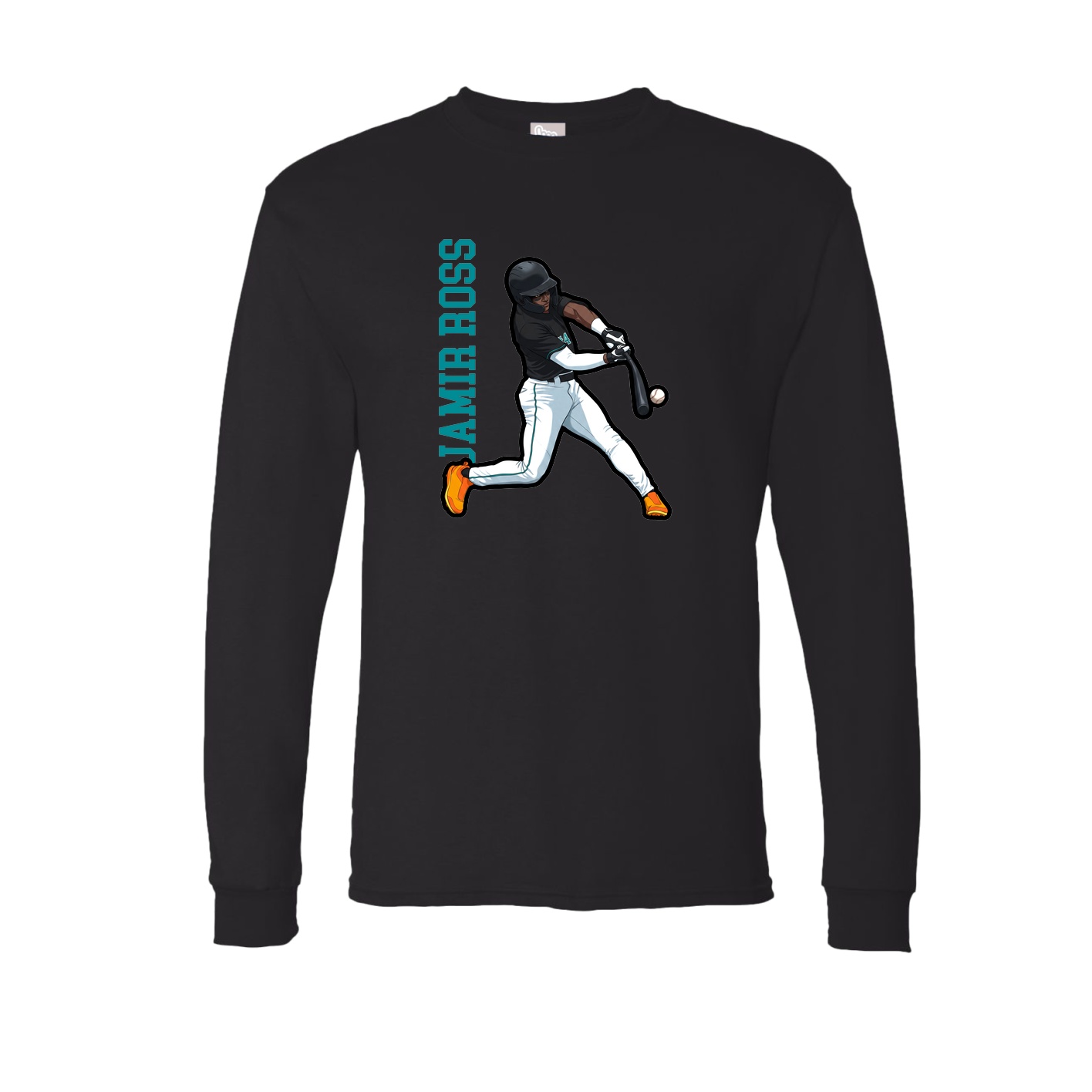 Long Sleeve Tee — Name Vertical in Black