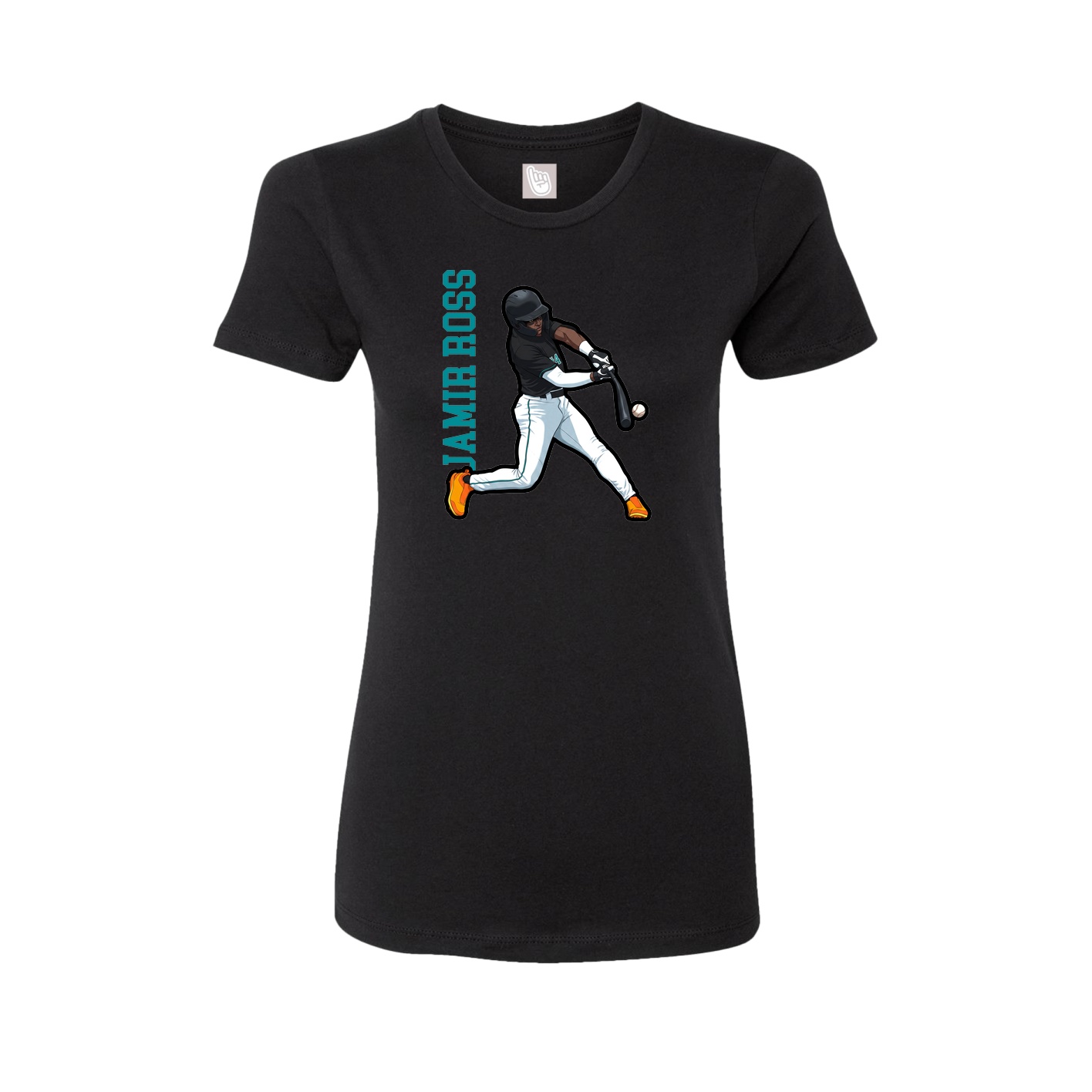 Womens Tee — Name Vertical in Black