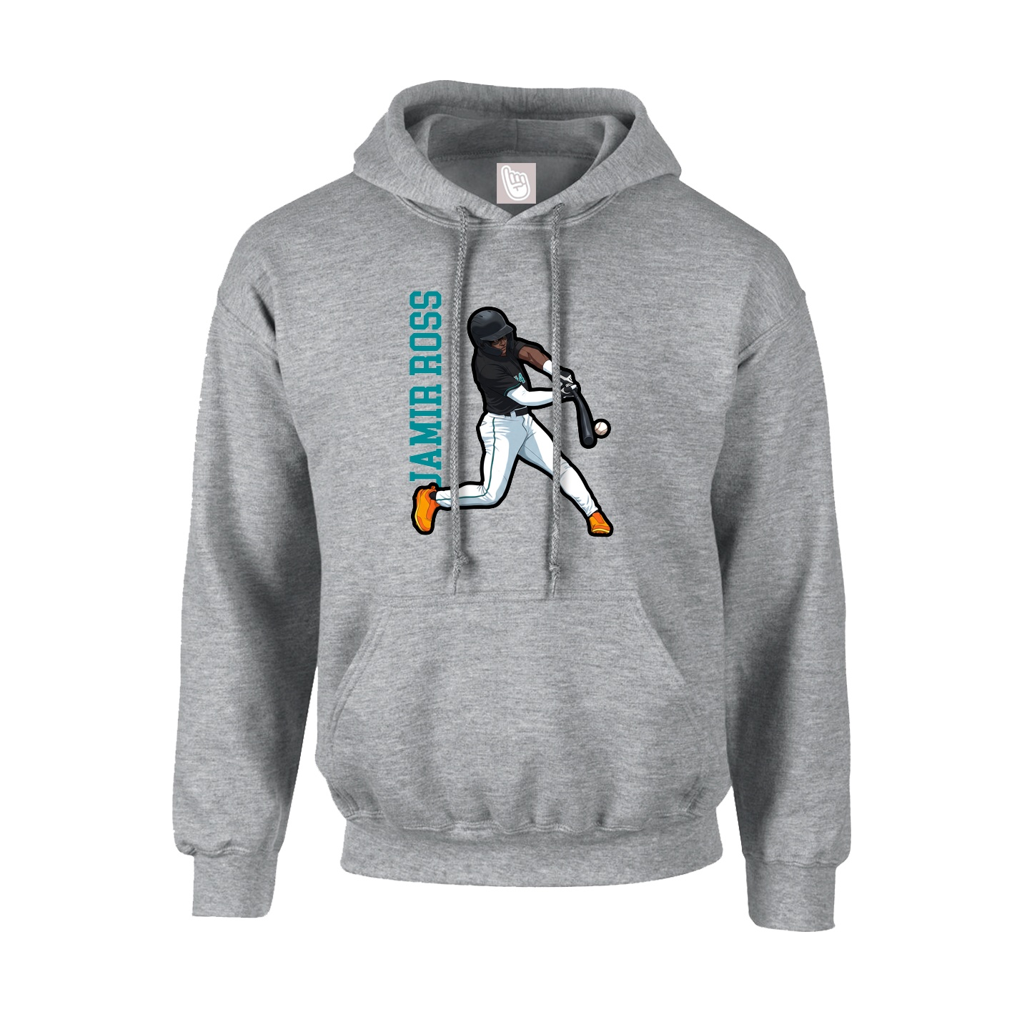 Hoodie — Name Vertical in Grey