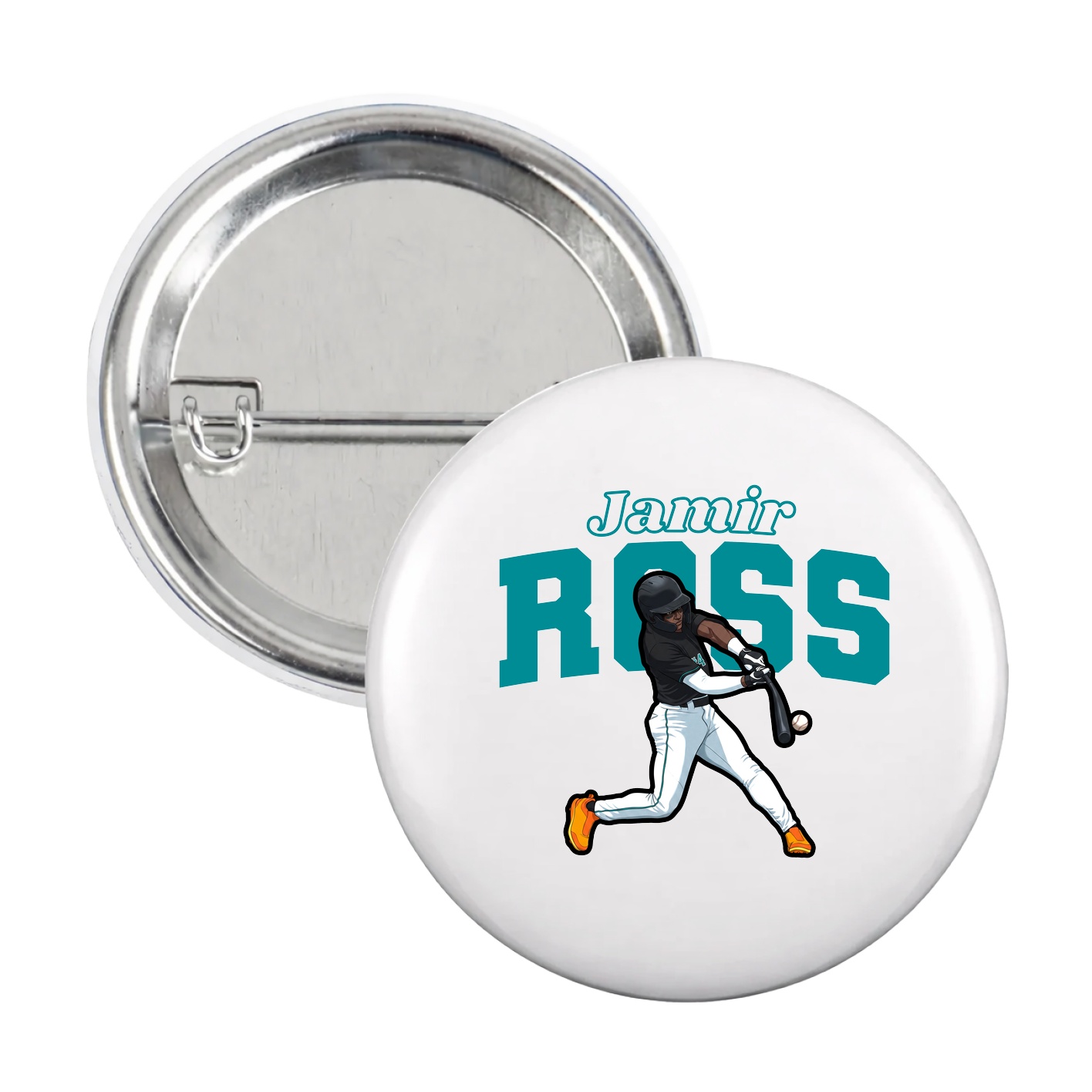 Game Day Button — Name Arch in White