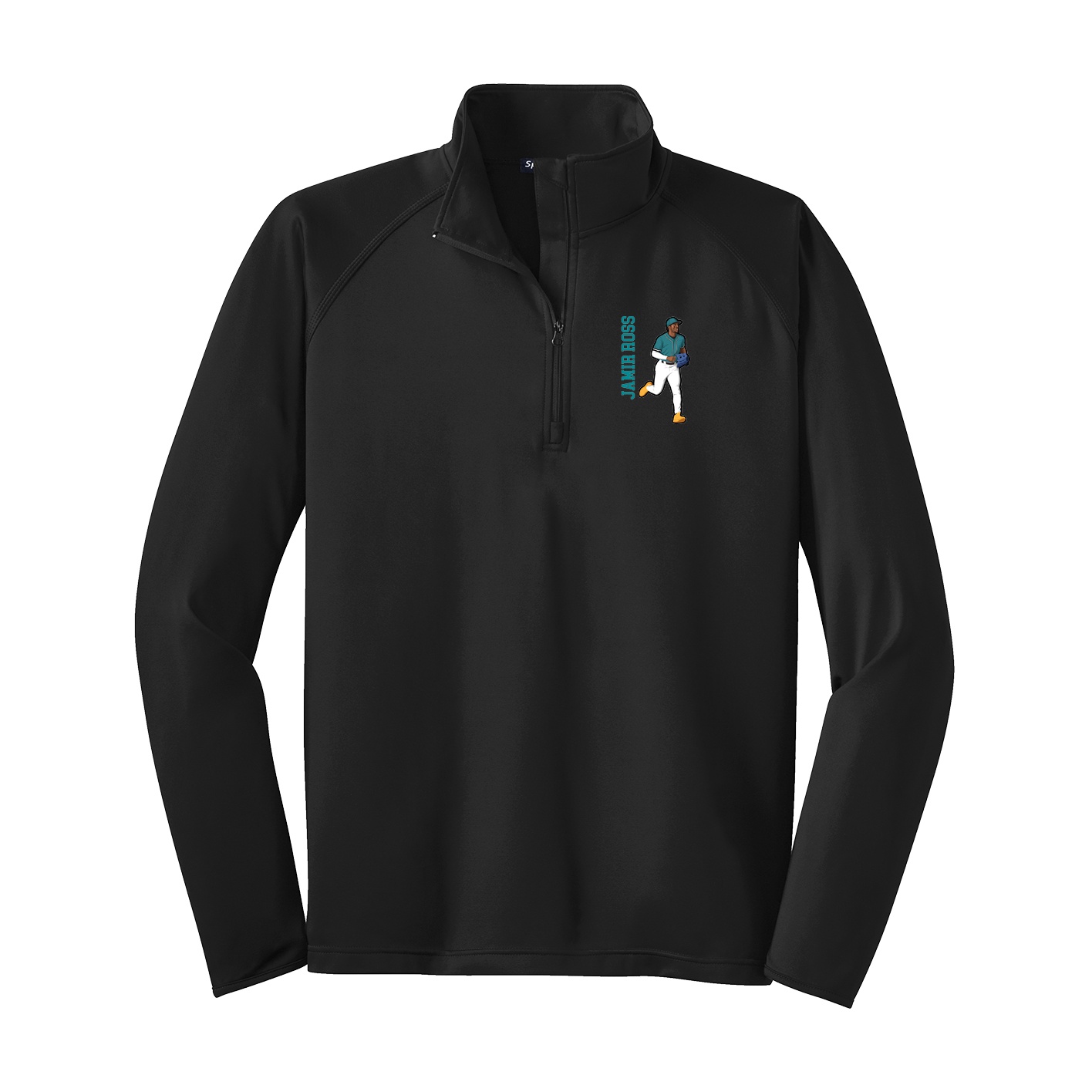 Q-Zip Pullover — Name Vertical in Black
