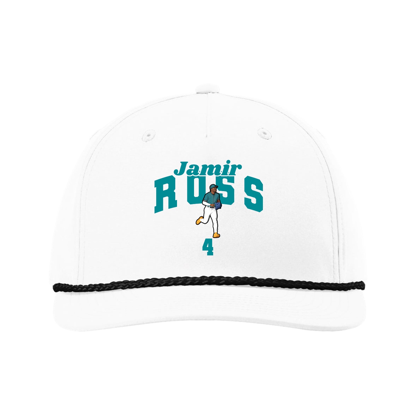 Five-Panel Classic Rope Cap — Signature Arch in White