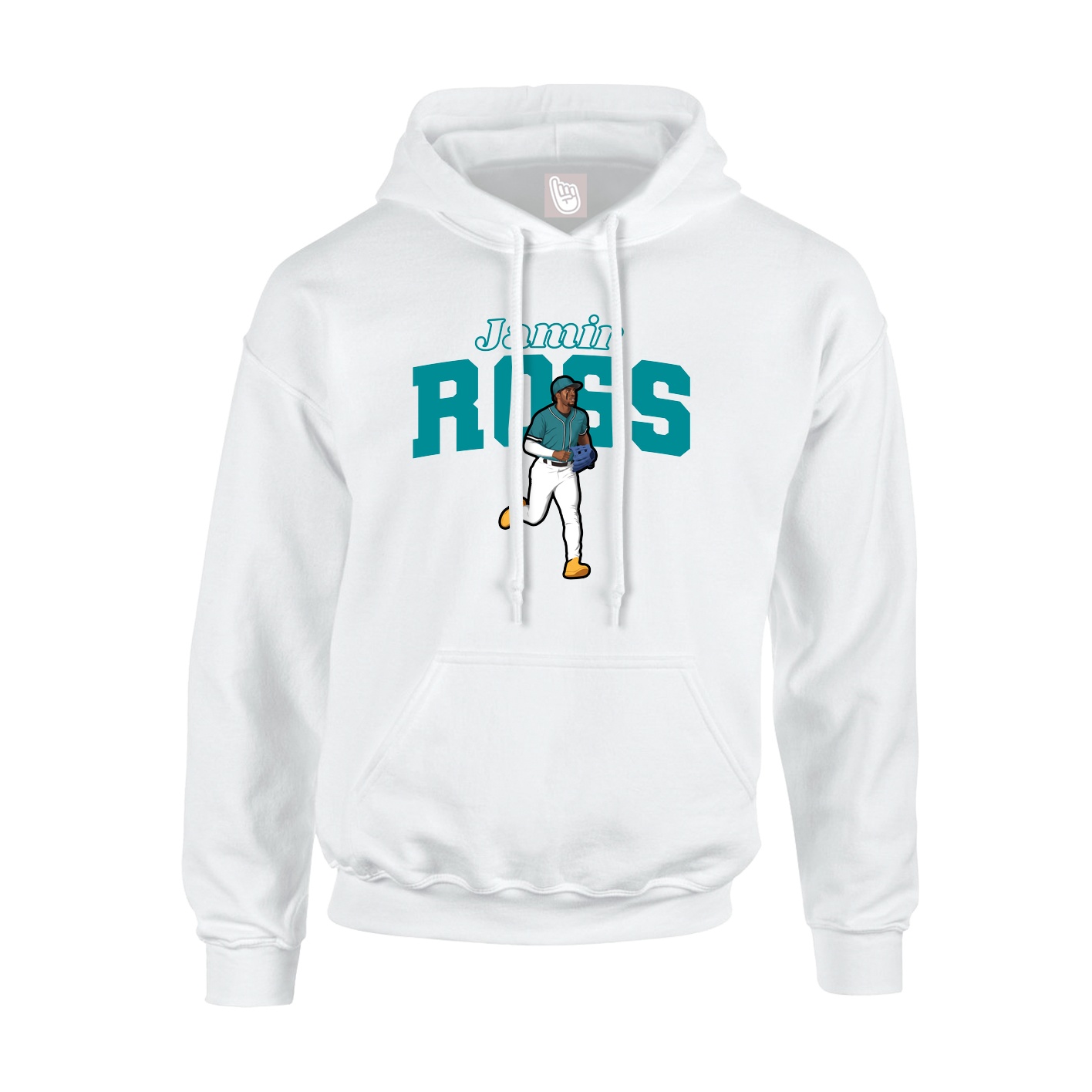 Youth Hoodie — Name Arch in White