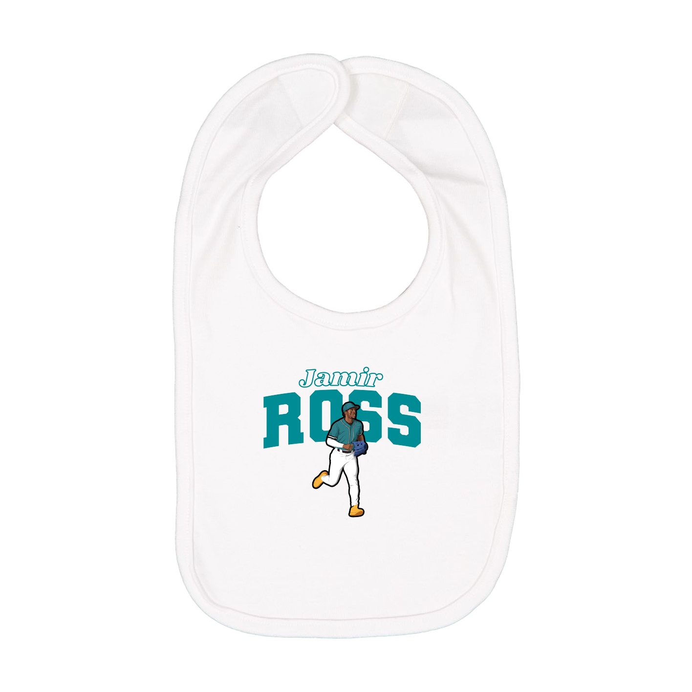 Infant Bib — Name Arch in White