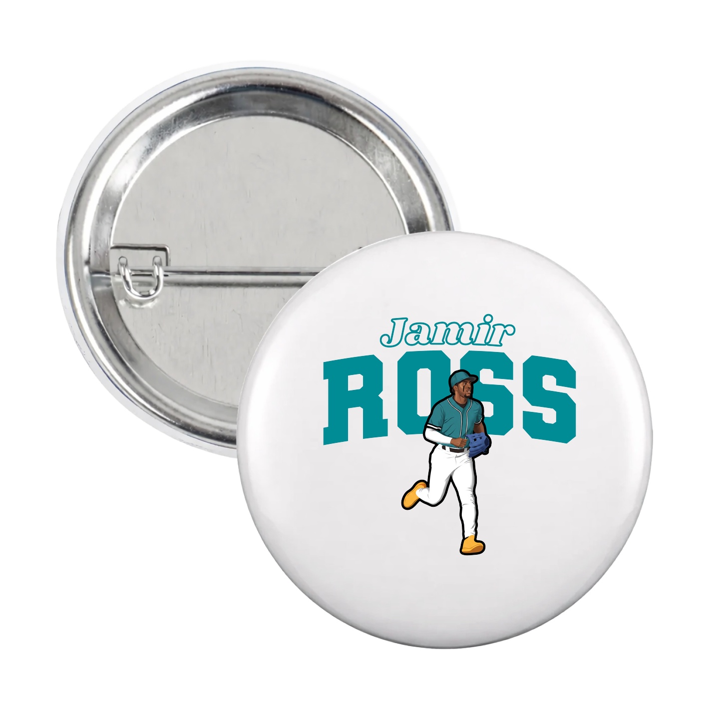 Game Day Button — Name Arch in White
