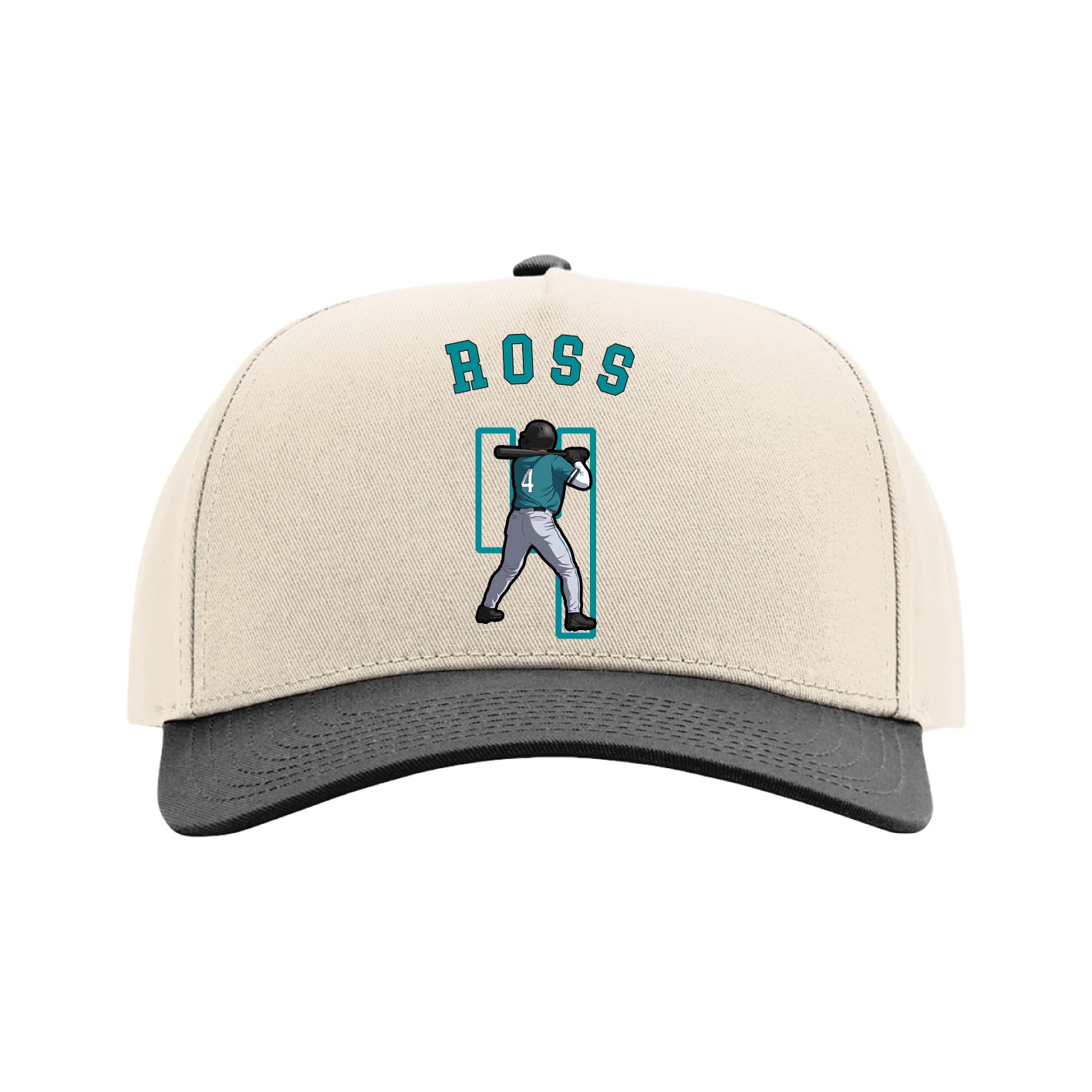 Full Fabric Five-Panel Champ Cap — Shirsey Arch in Cream/Black