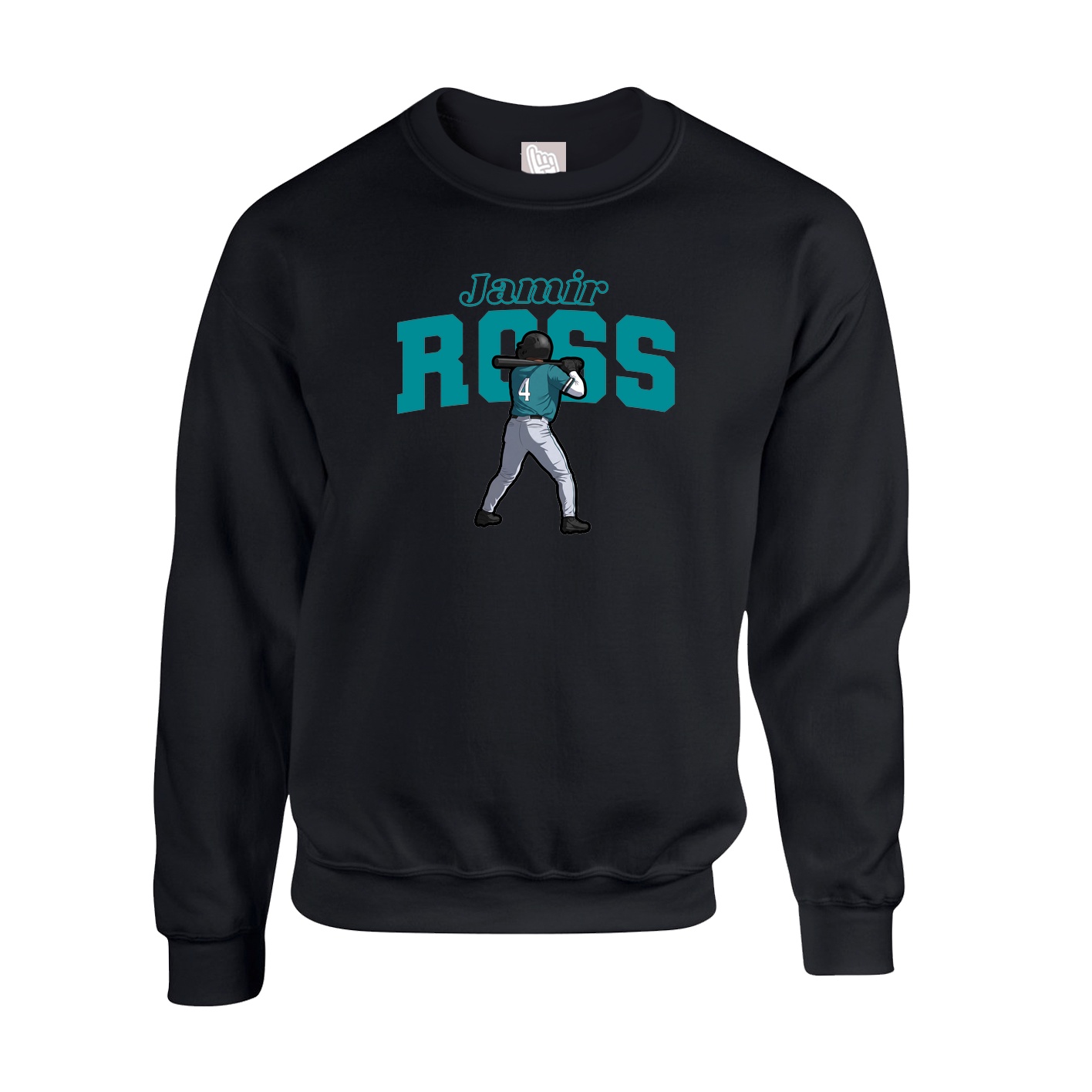 Fleece Crew — Name Arch in Black