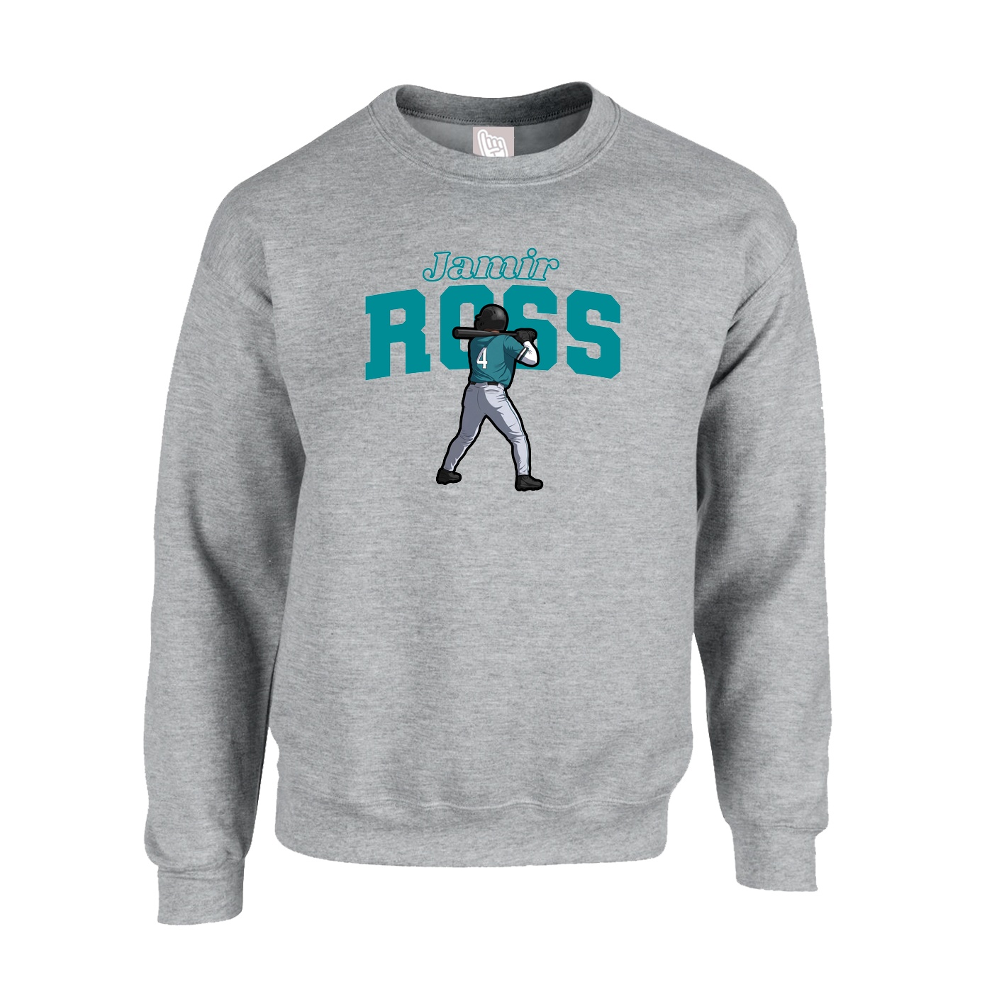 Fleece Crew — Name Arch in Grey