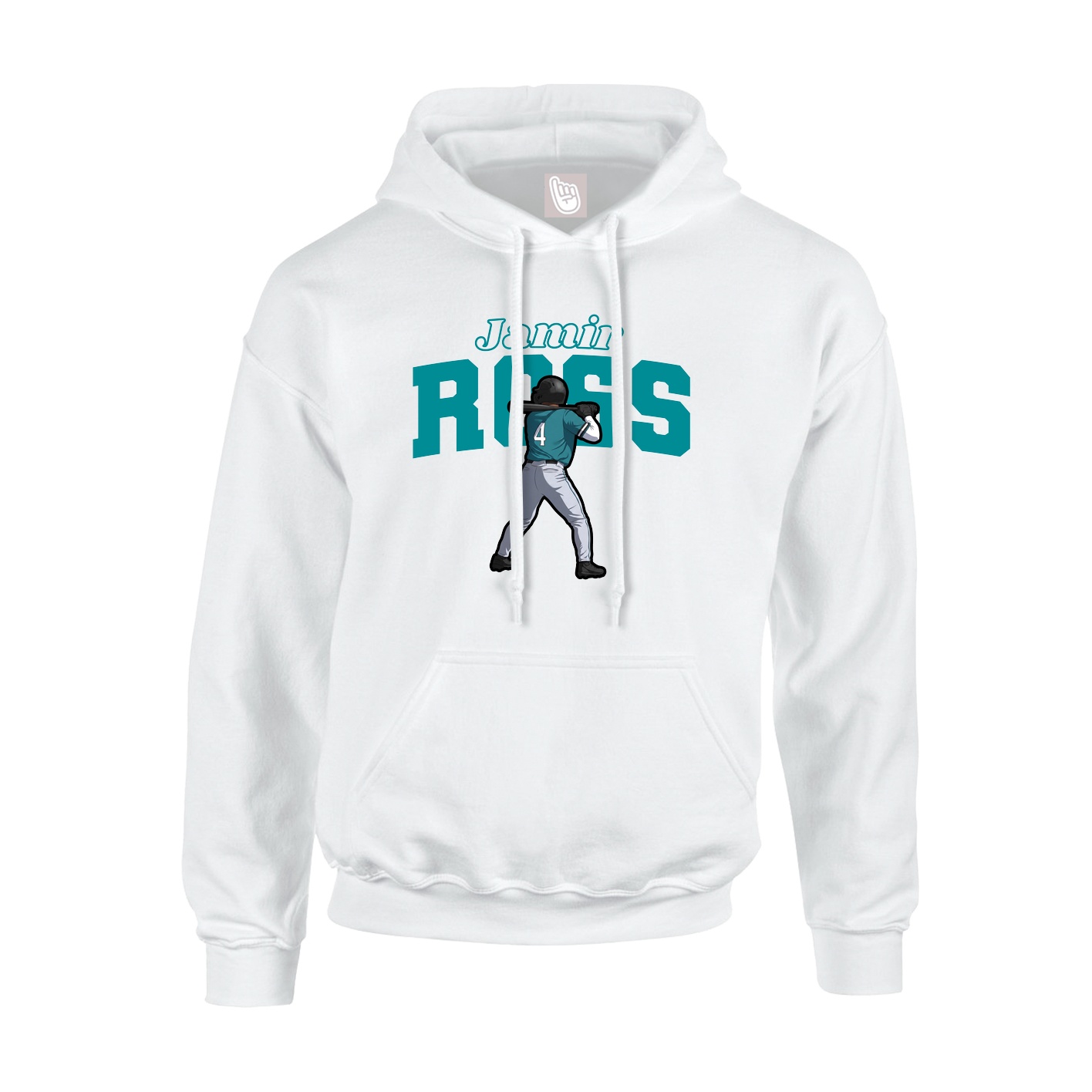 Youth Hoodie — Name Arch in White
