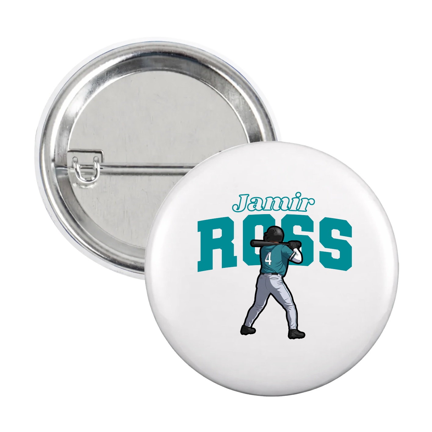 Game Day Button — Name Arch in White